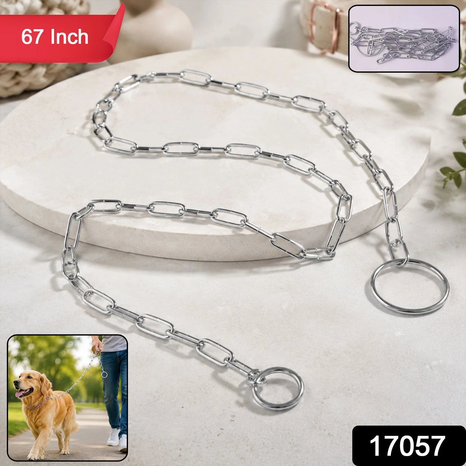 Heavy Duty Dog Chain Leash – Durable 67-inch Pet Tether for Control - Image 2