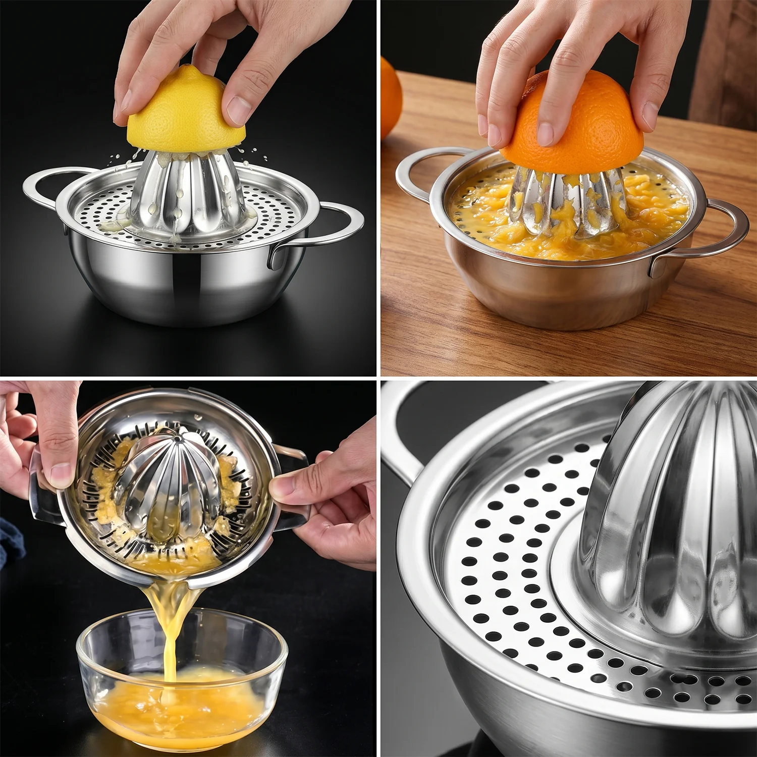 Stainless Steel Citrus Juicer – Manual Hand Press for Fresh Juice - Image 3