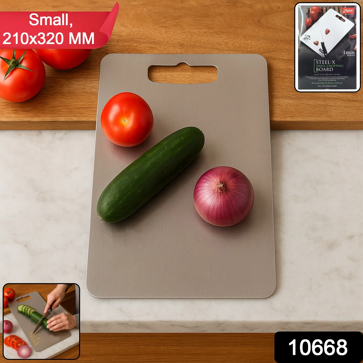 Stainless Steel Multipurpose Cutting Board – Compact 210x320mm - Image 2