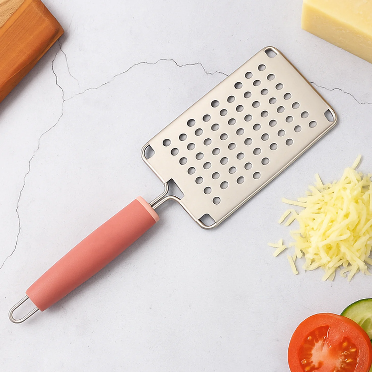 Stainless Steel Cheese & Vegetable Grater – Soft Grip Handle - Image 4