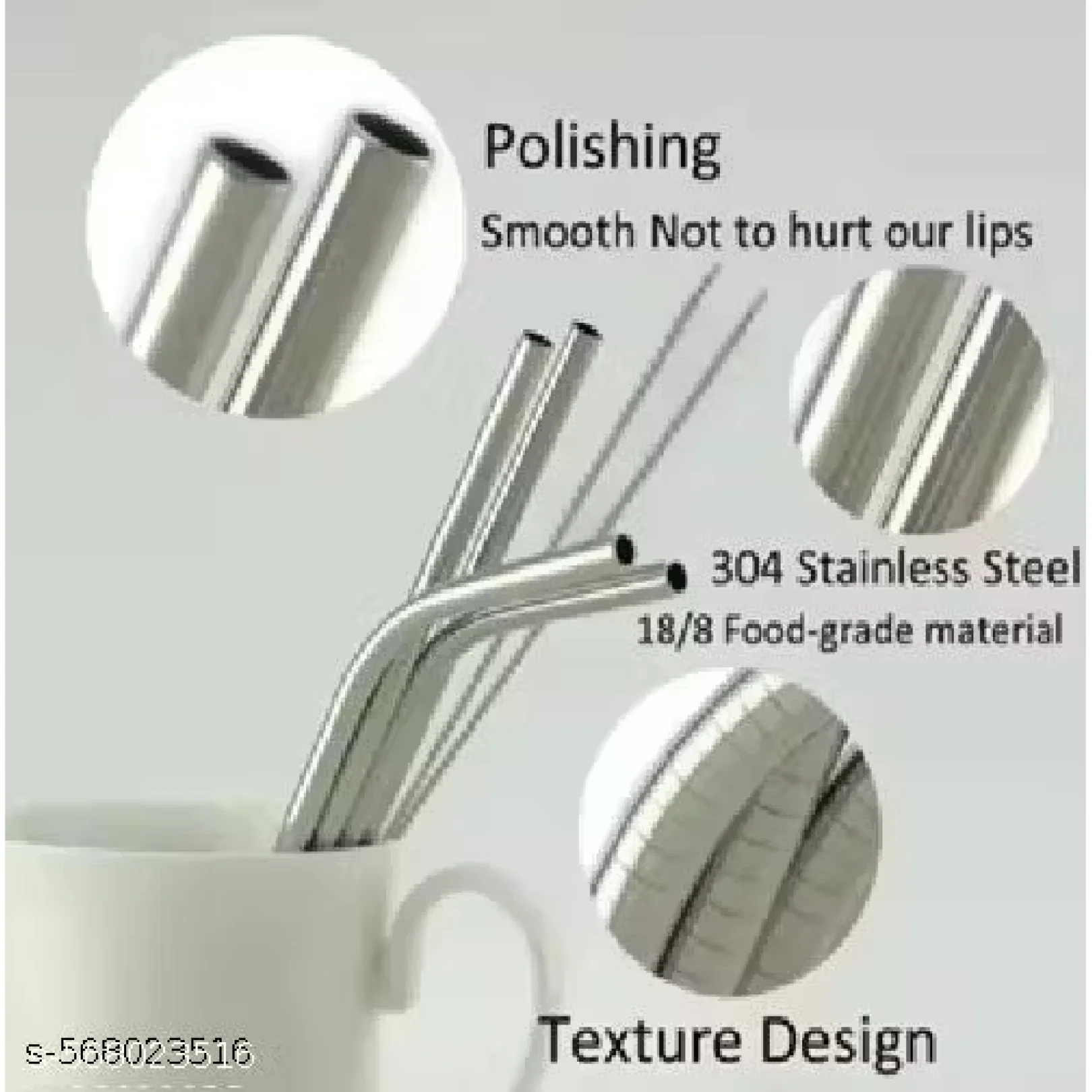 Reusable Stainless Steel Straws – Set of 4 with Brush | SparkleTidy - Image 3