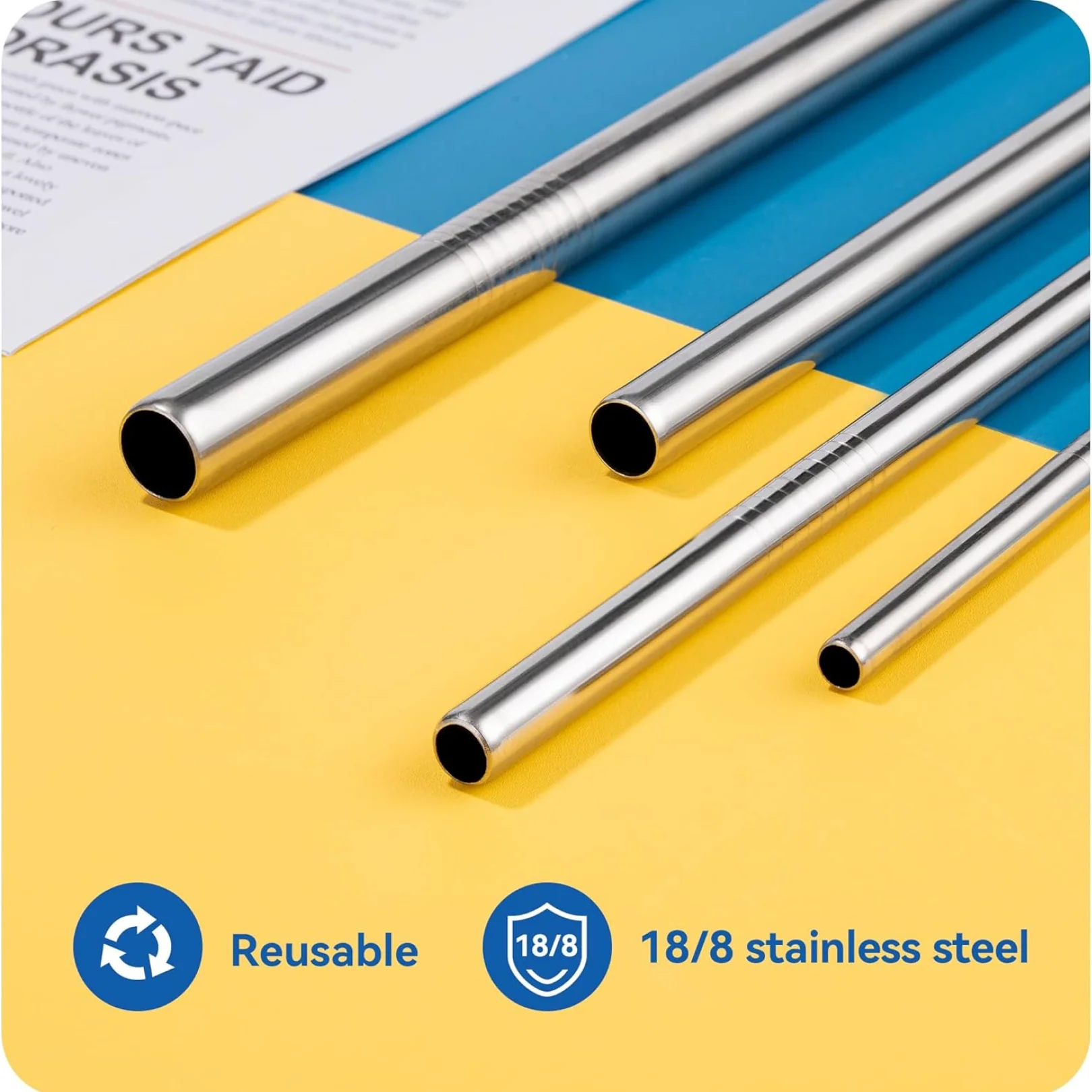 Reusable Stainless Steel Straws – Set of 4 with Brush | SparkleTidy - Image 5
