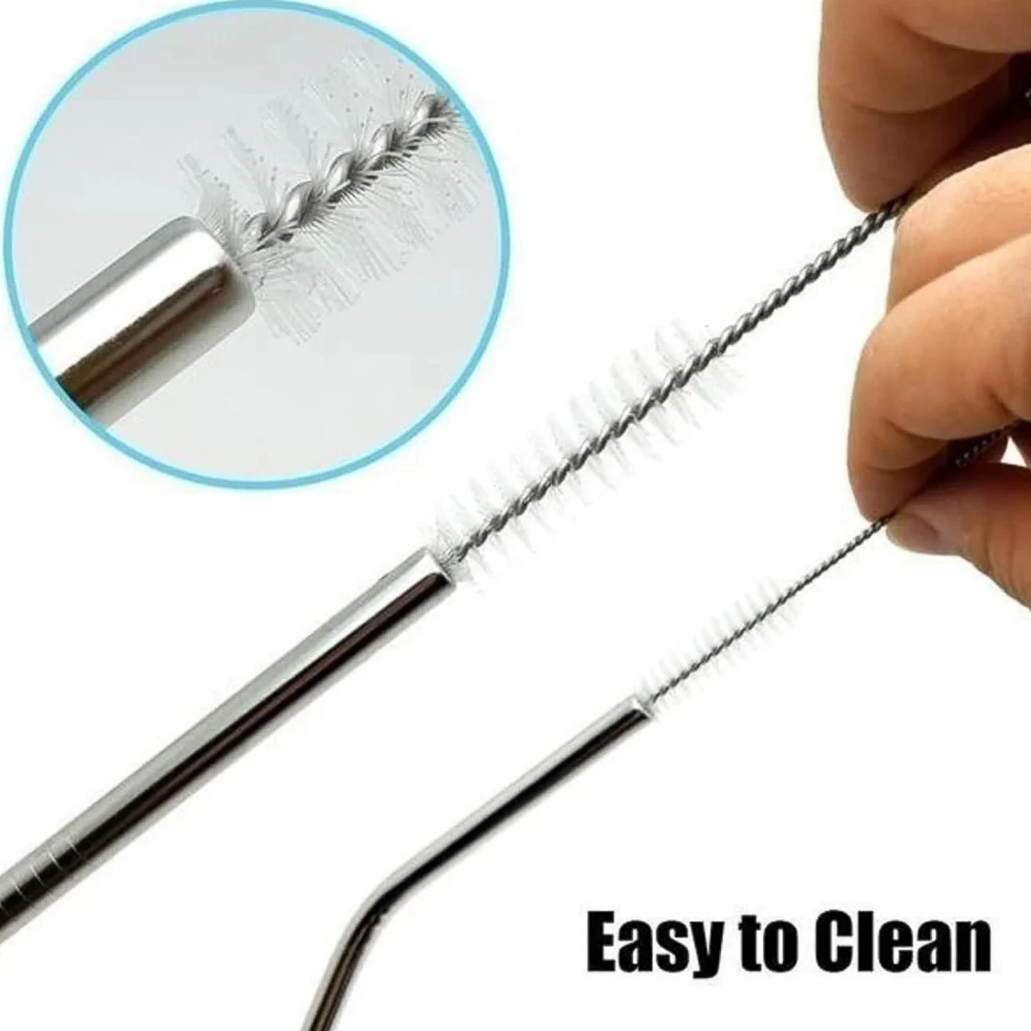 Reusable Stainless Steel Straws – Set of 4 with Brush | SparkleTidy - Image 7