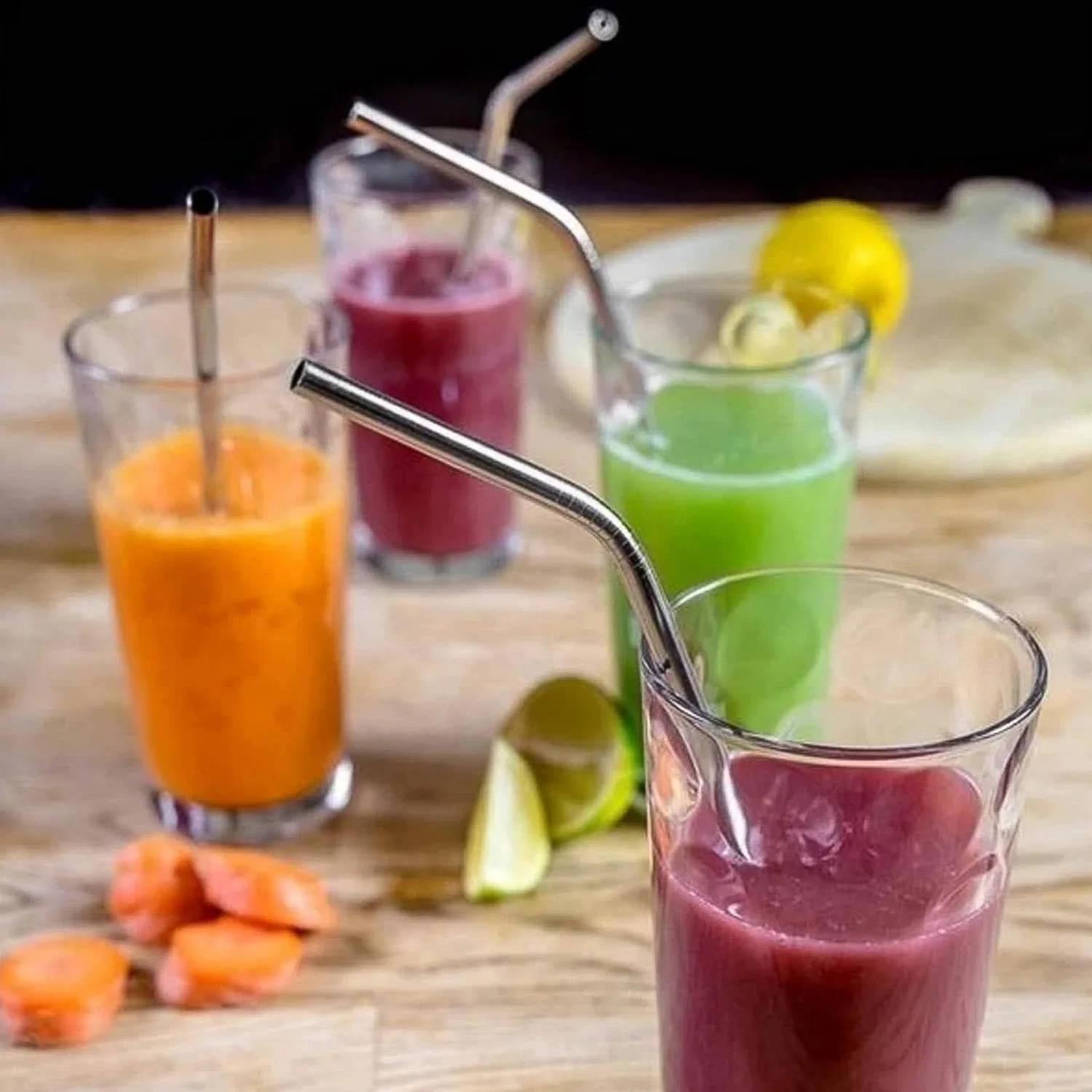 Reusable Stainless Steel Straws – Set of 4 with Brush | SparkleTidy - Image 9