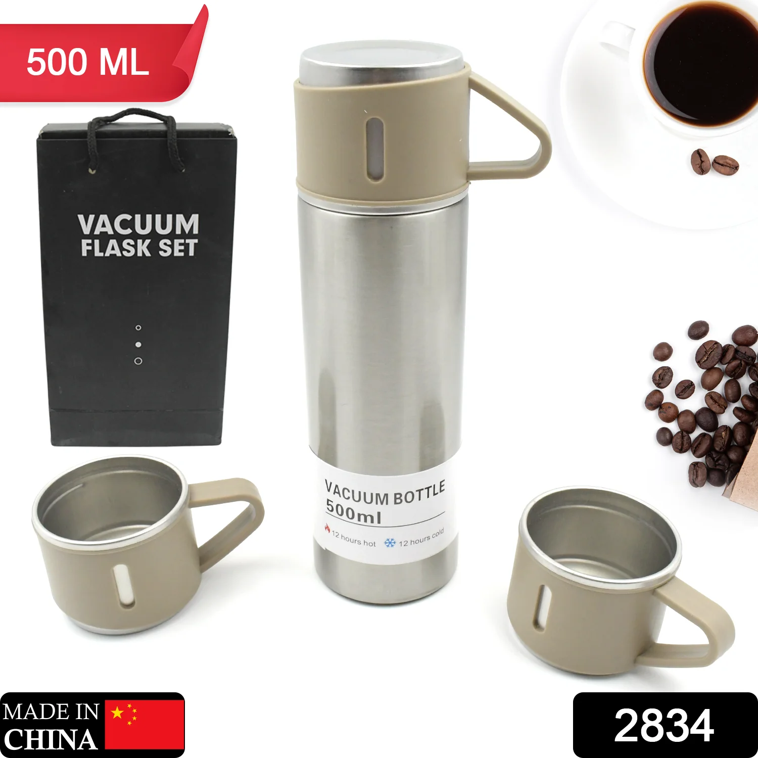 Stainless Steel Vacuum Flask Set – Keeps Drinks Hot & Cold 12h - Image 2