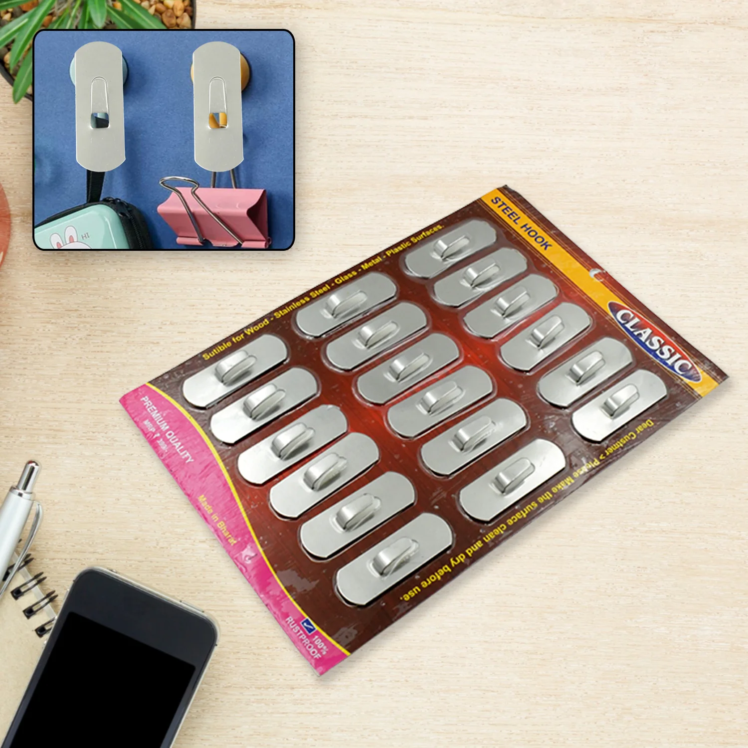 Stainless Steel Wall Hooks – 18 Pc Self-Adhesive Set | GlimmerHome - Image 4