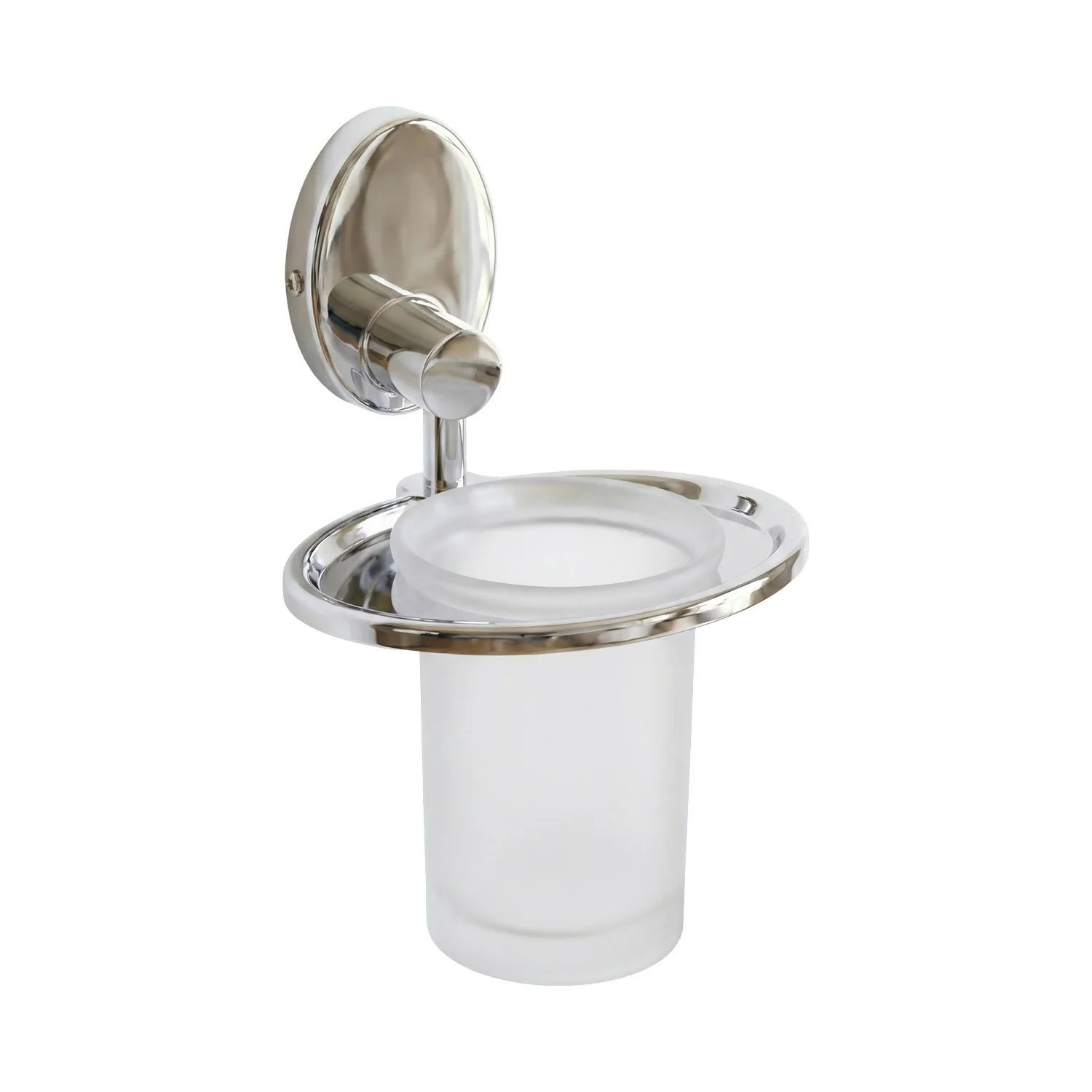 Stainless Steel Wall Mount – Modern Bathroom Organizer with Frosted Glass Tumbler - Image 5