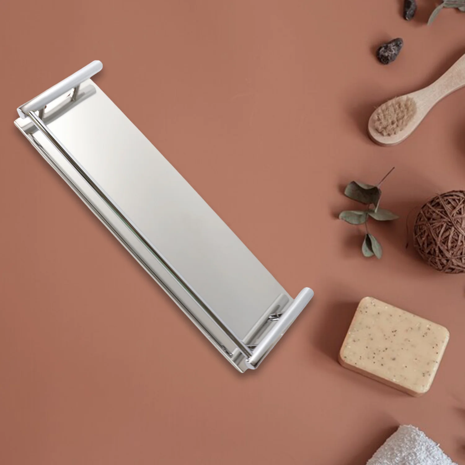 Stainless Steel Wall Mounted Washroom Rack – Durable Single Layer Storage - Image 4