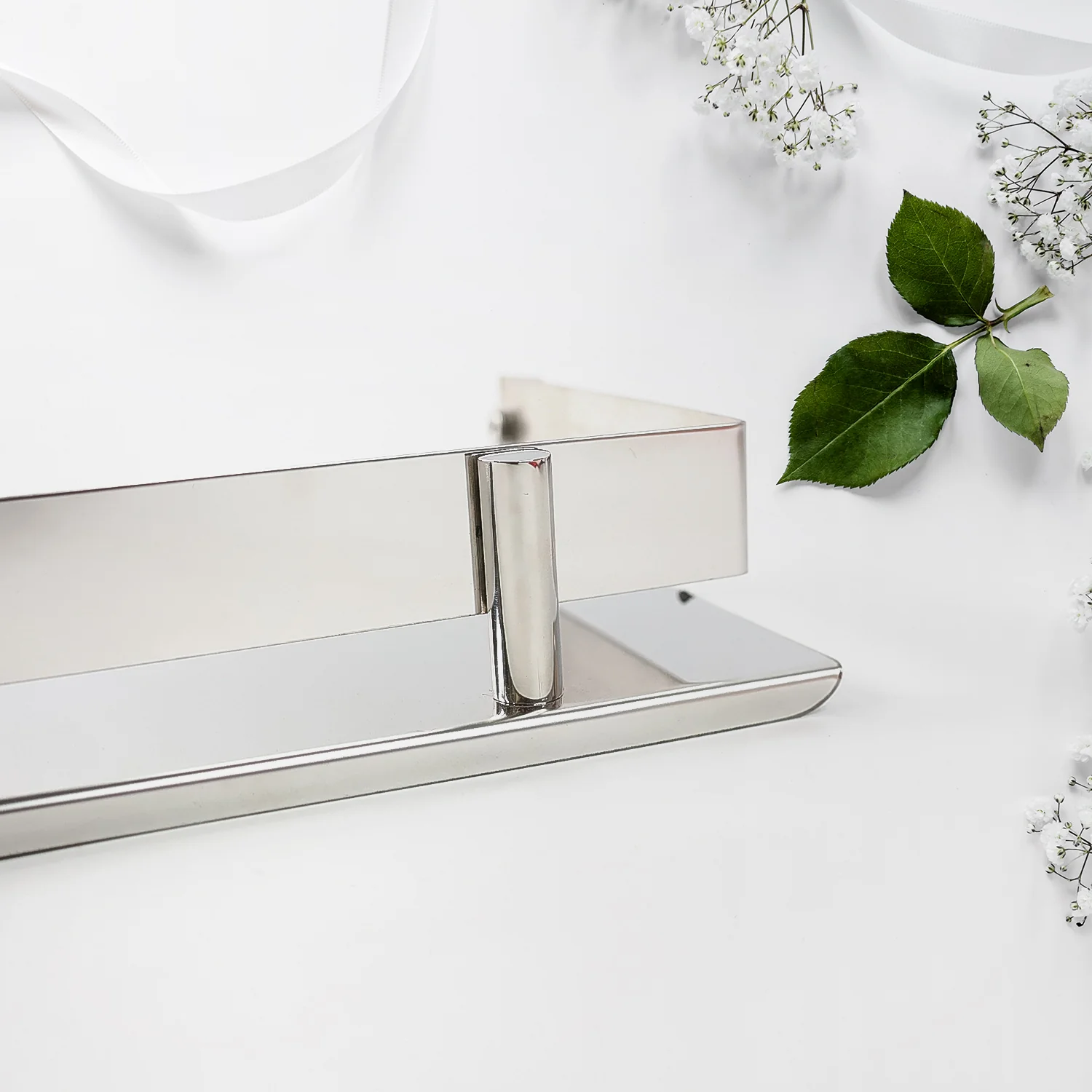 Stainless Steel Wall Mounted Washroom Rack – Durable Single Layer Storage - Image 3