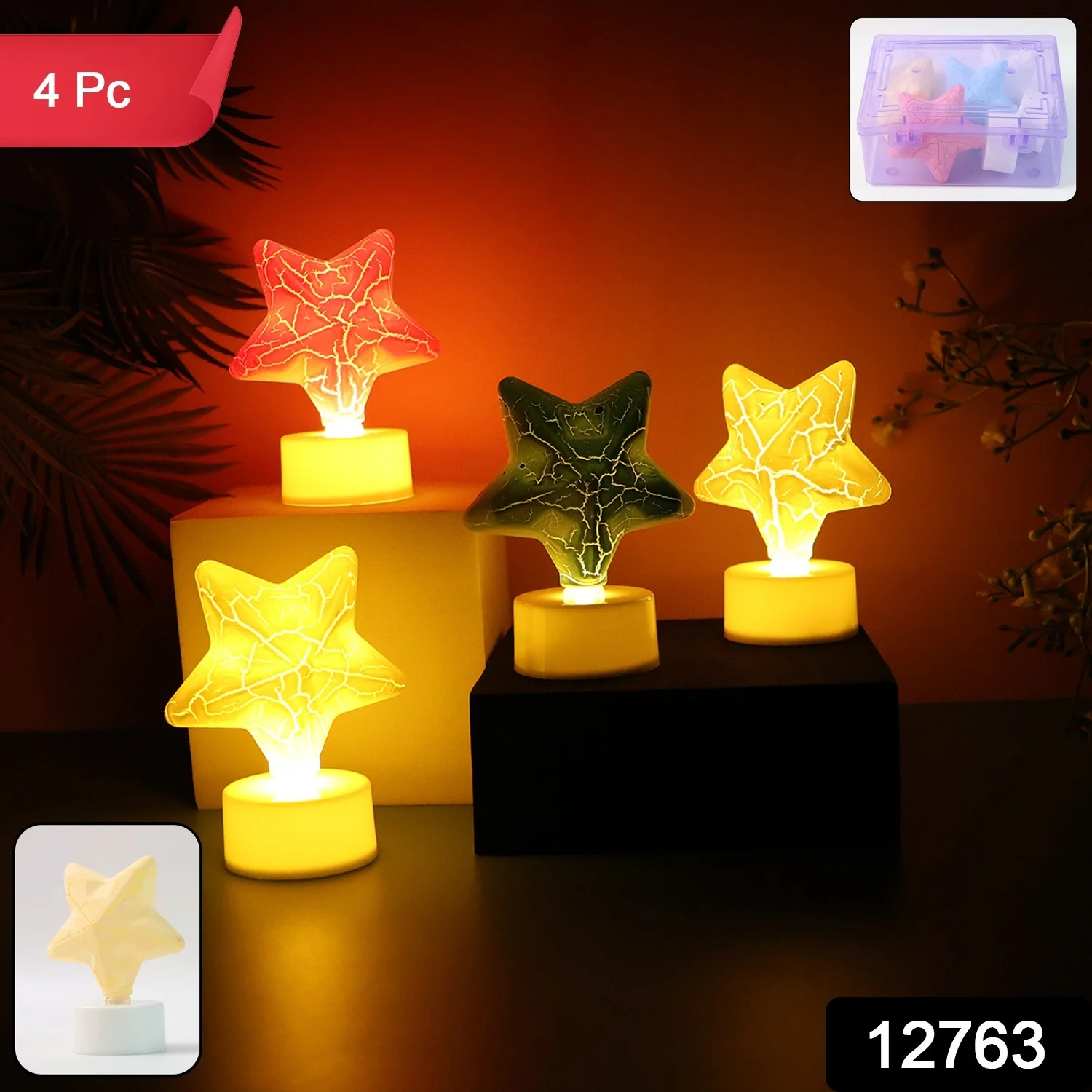 Star LED Tealight Candles (Set of 4) – Flameless Festive Decor - Image 2