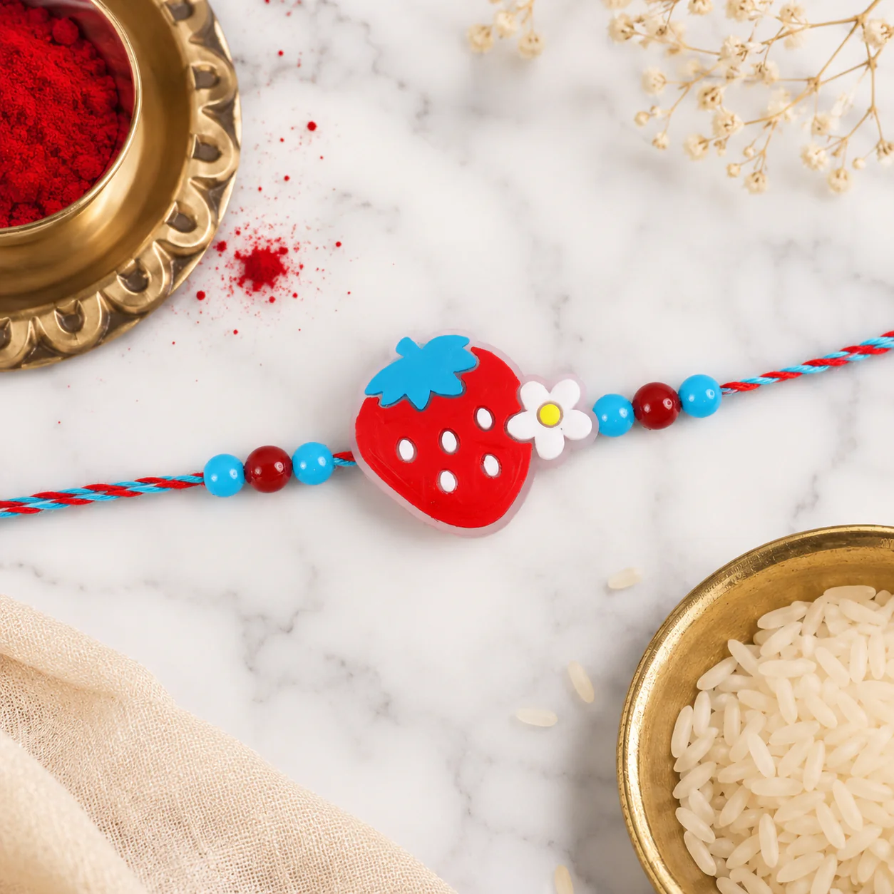 Strawberry Charm Kids Thread Premium Designer Rakhi for Brother - Image 3