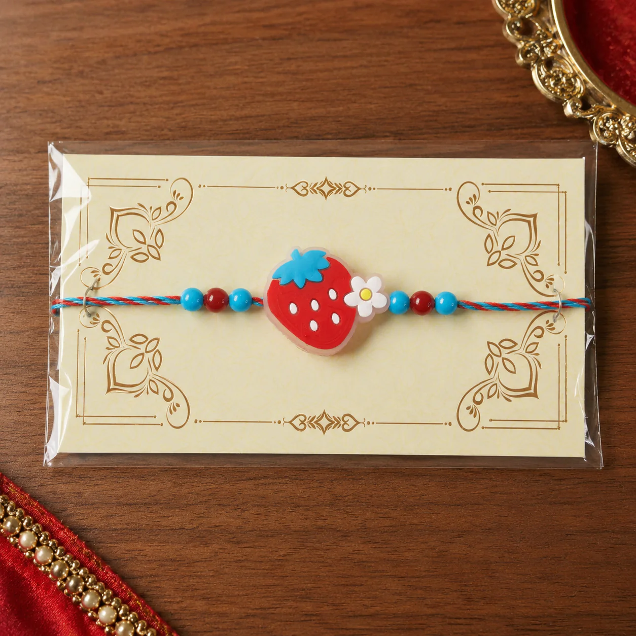 Strawberry Charm Kids Thread Premium Designer Rakhi for Brother - Image 6