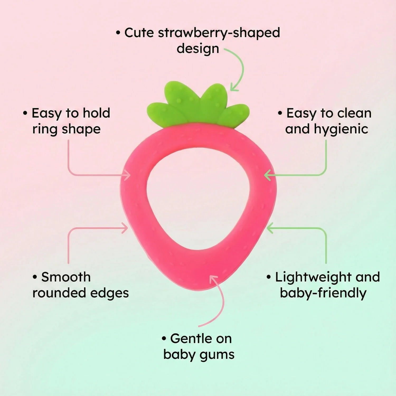 Silicone Baby Teether – Strawberry Shape for Soothing Relief - Image 5