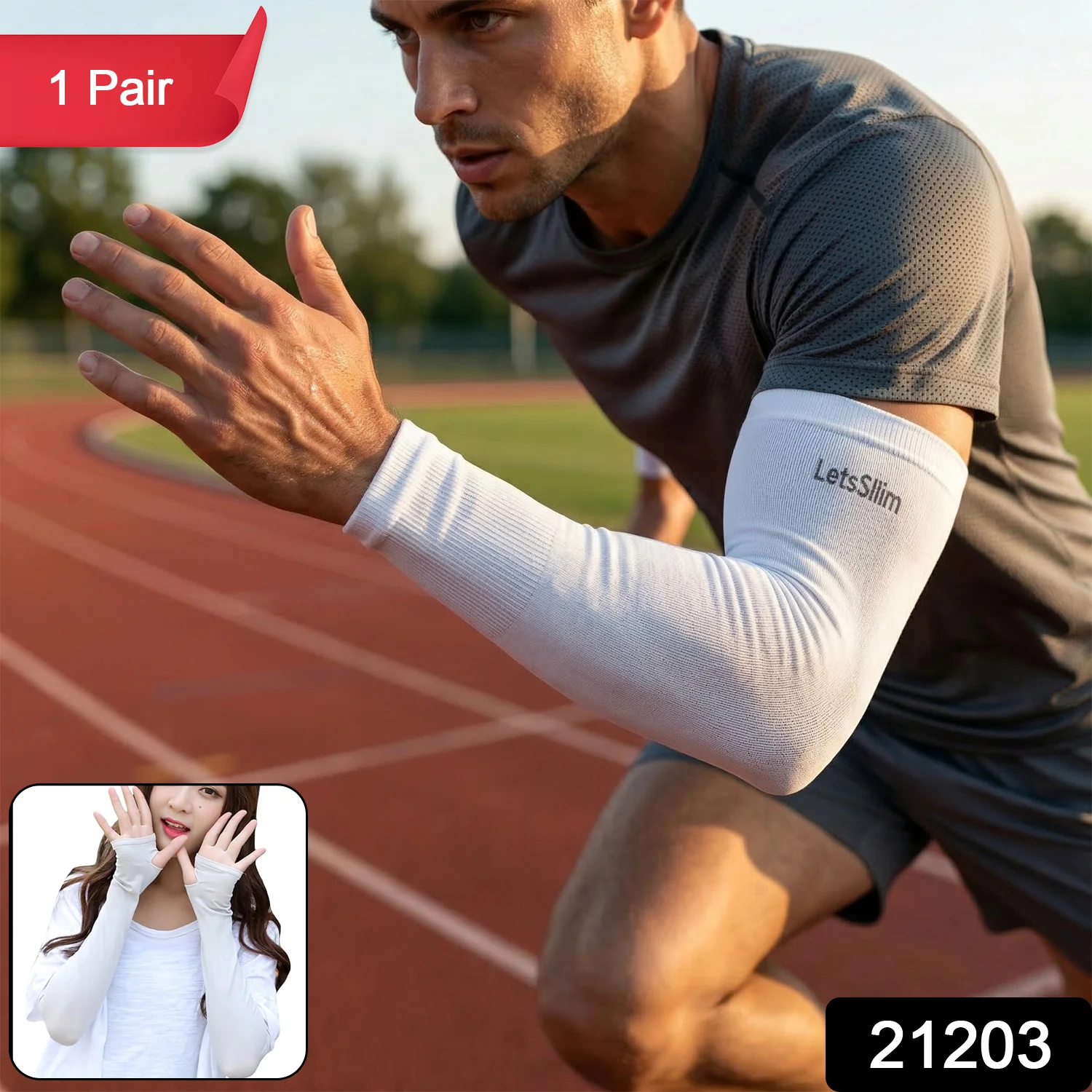 Stretchable Sports Arm Sleeve Pair – Comfortable UV Sun Protection - Image 2