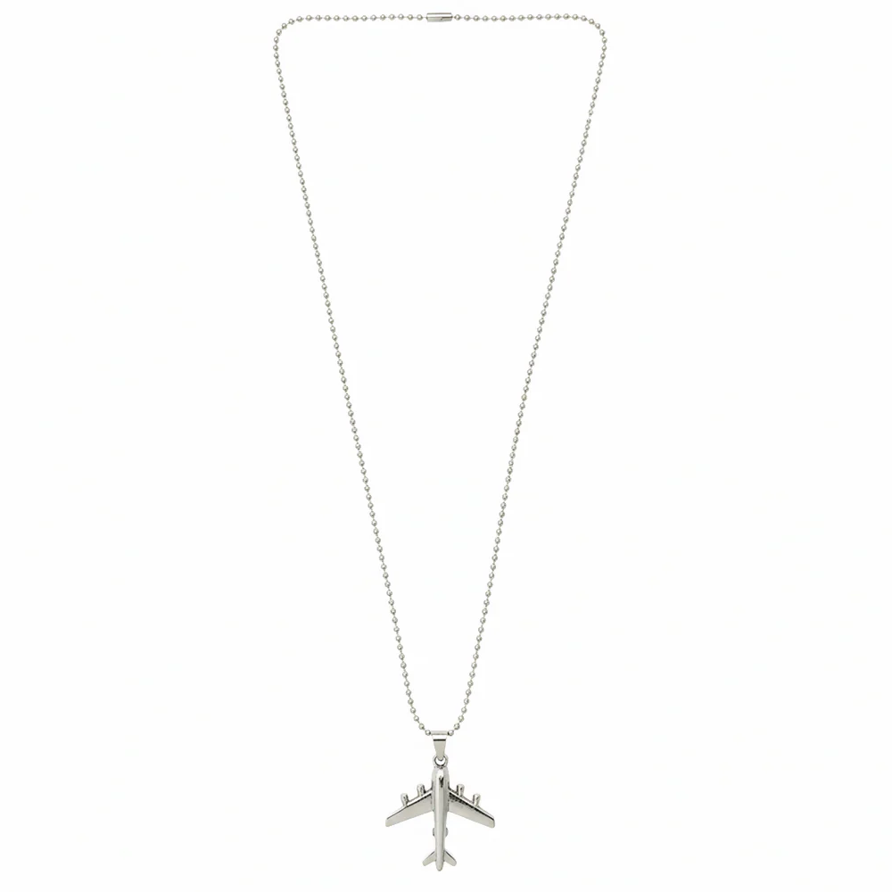 Aeroplane Pendant Necklace – Stylish Silver Tone for Men - Image 4