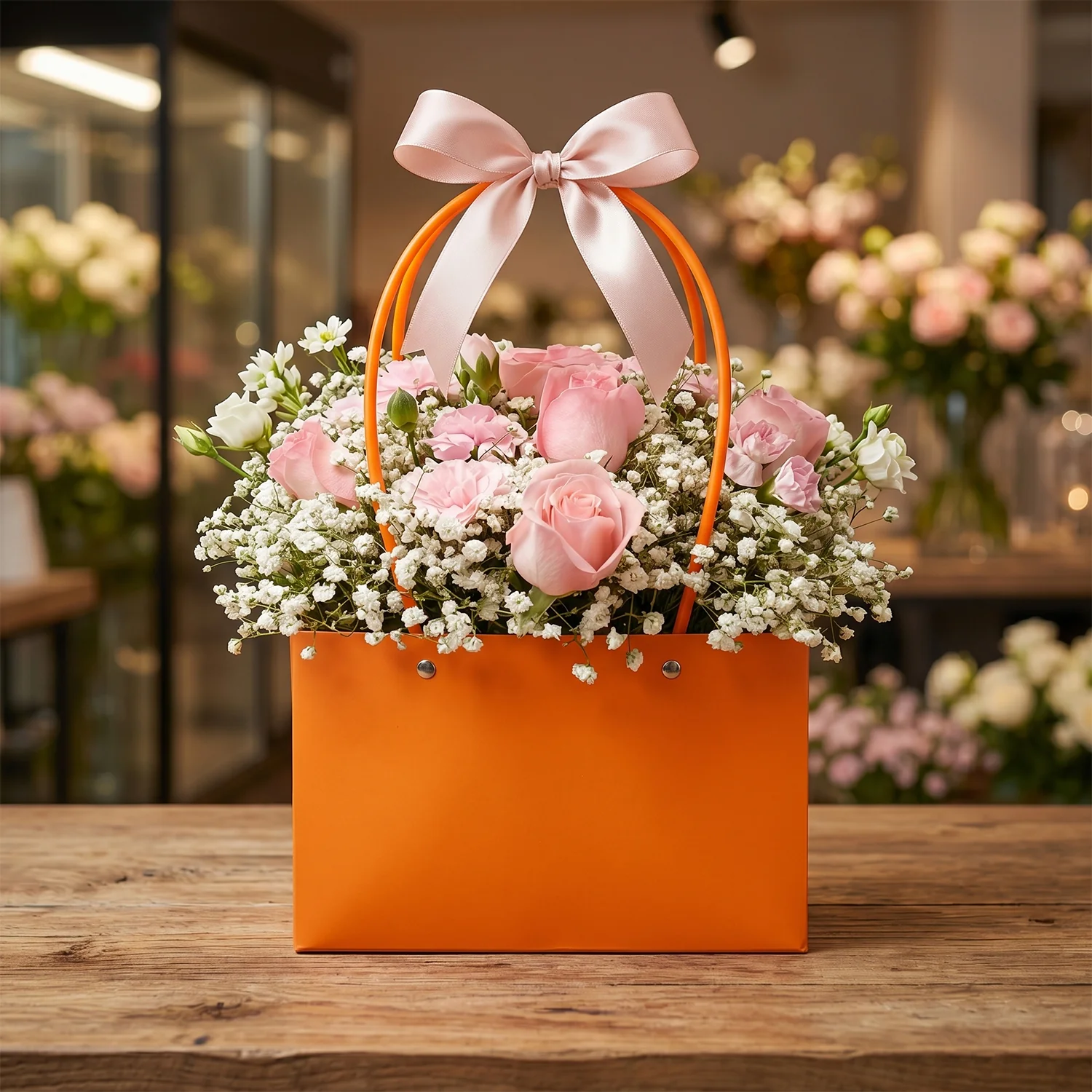 Foldable Flower Packaging Bag – Waterproof & Elegant Handle - Image 3