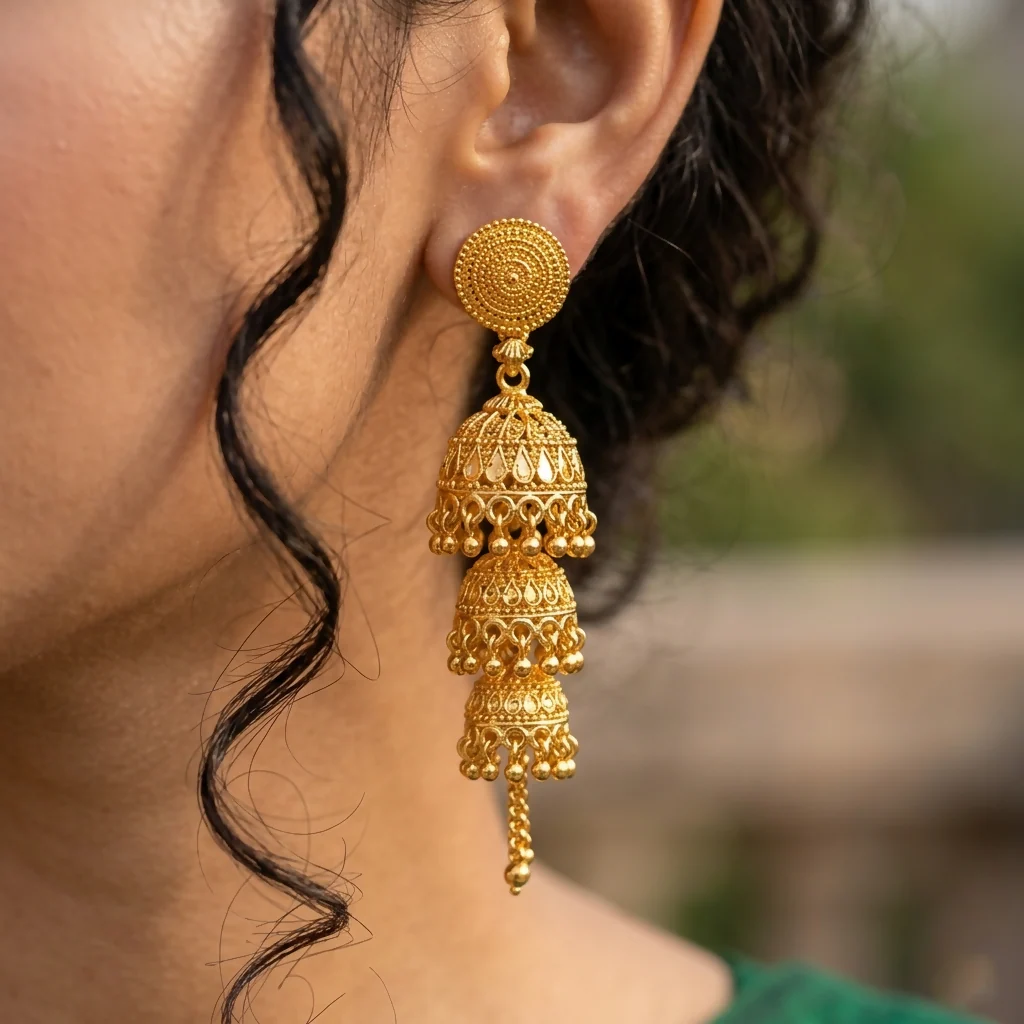 Traditional Jhumki Earrings – Ethnic Elegance for Women & Girls - Image 2