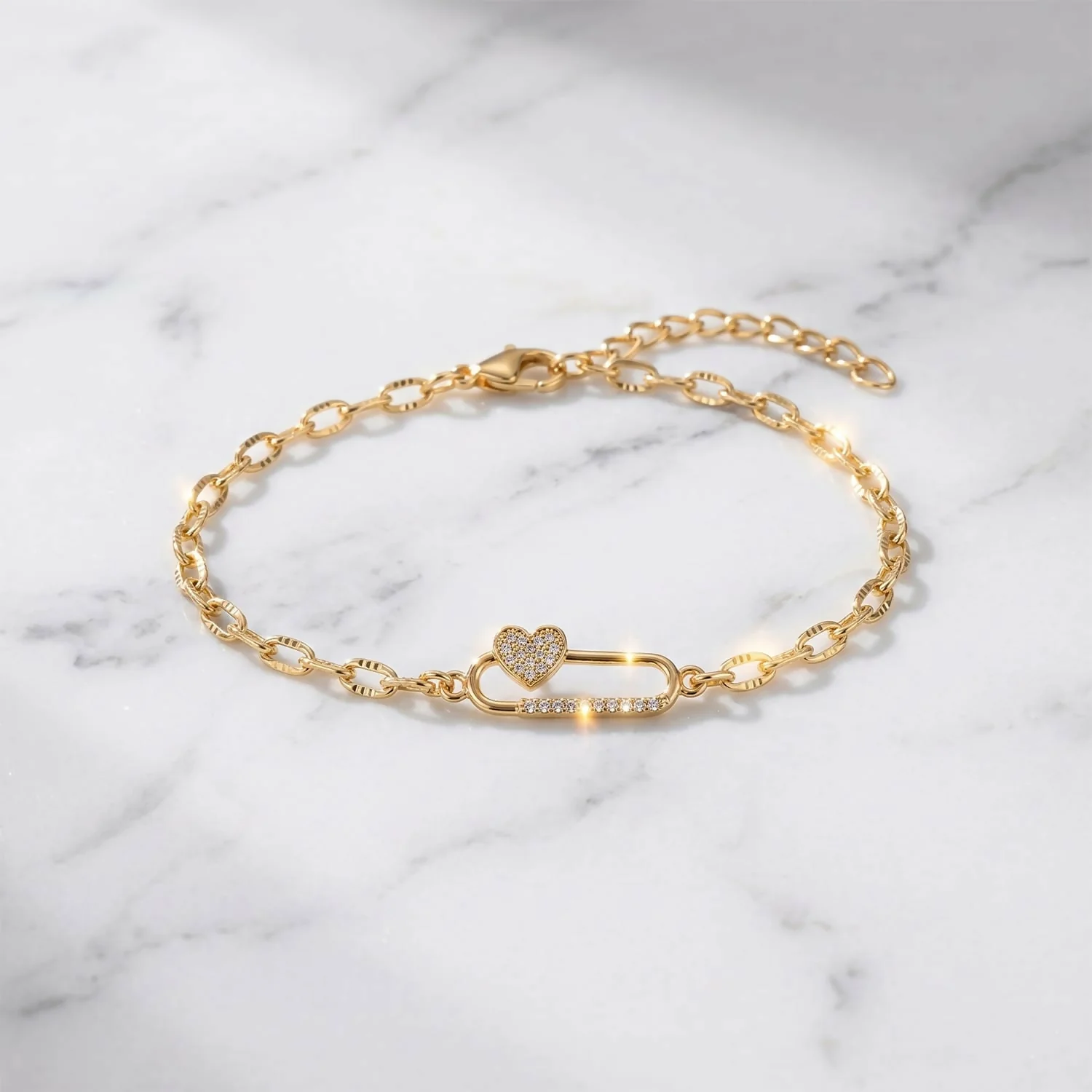 Gold Plated Infinity Bracelet – Elegant Heart Design for Women - Image 3