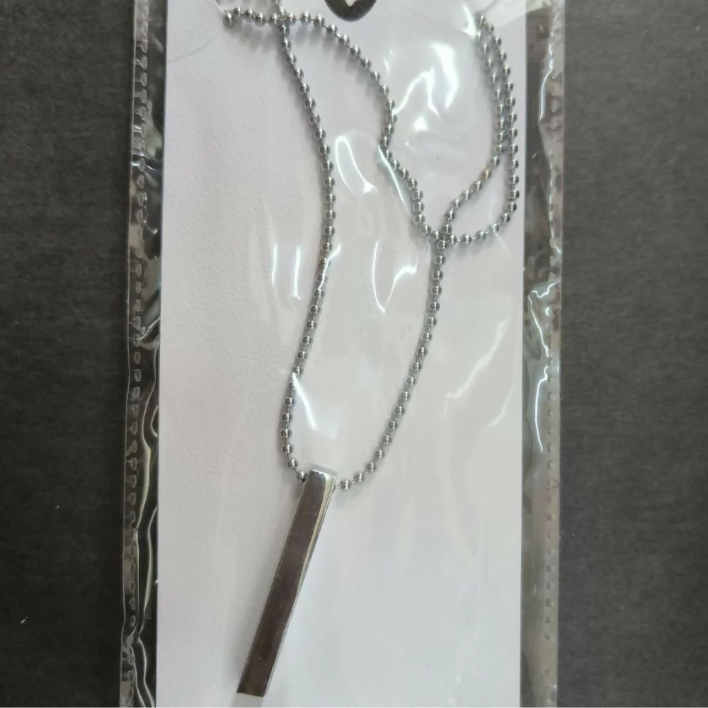 Minimalist Silver Necklace – Sleek Bar Pendant for Men - Image 3
