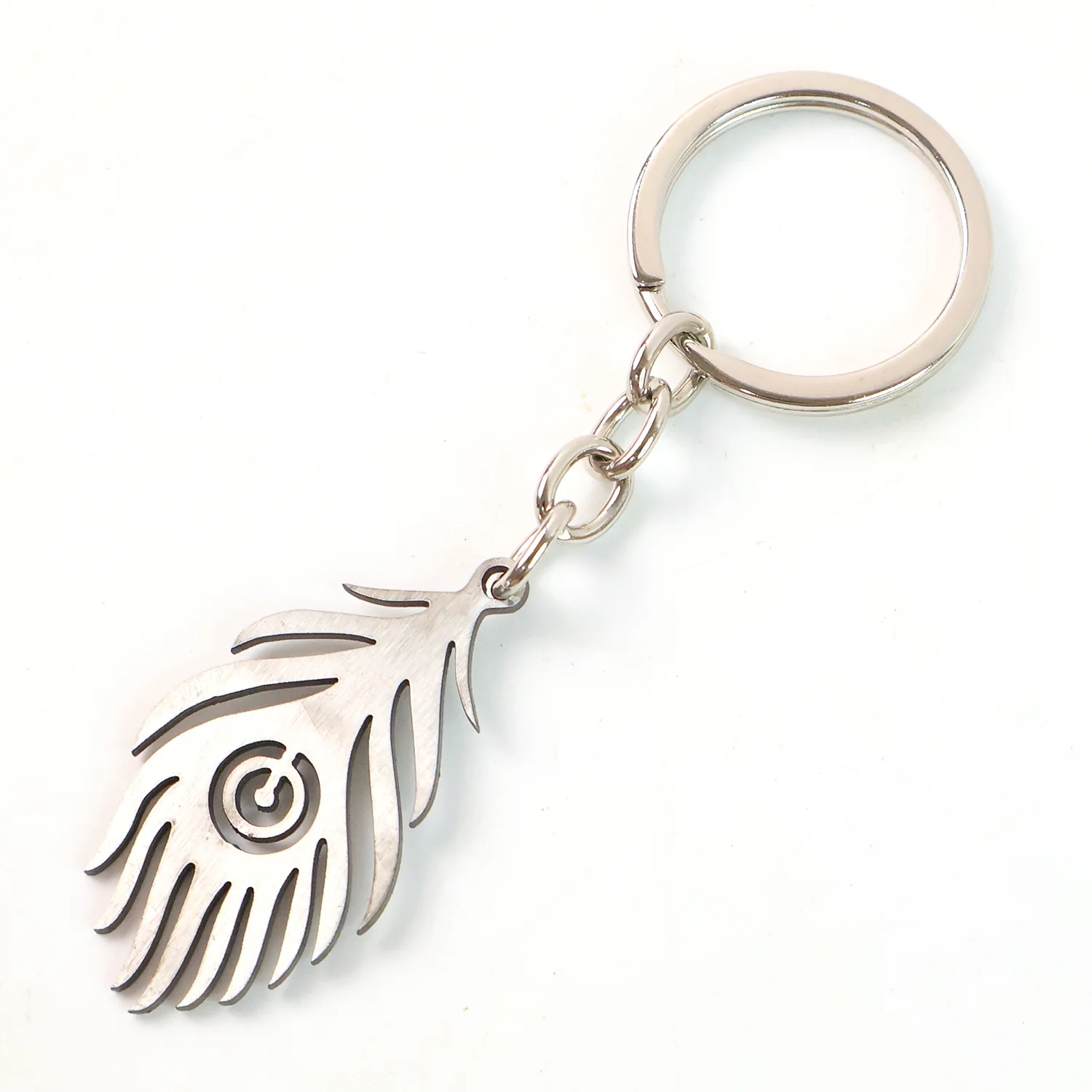 Peacock Feather Keychain – Durable Stainless Steel Design - Image 5