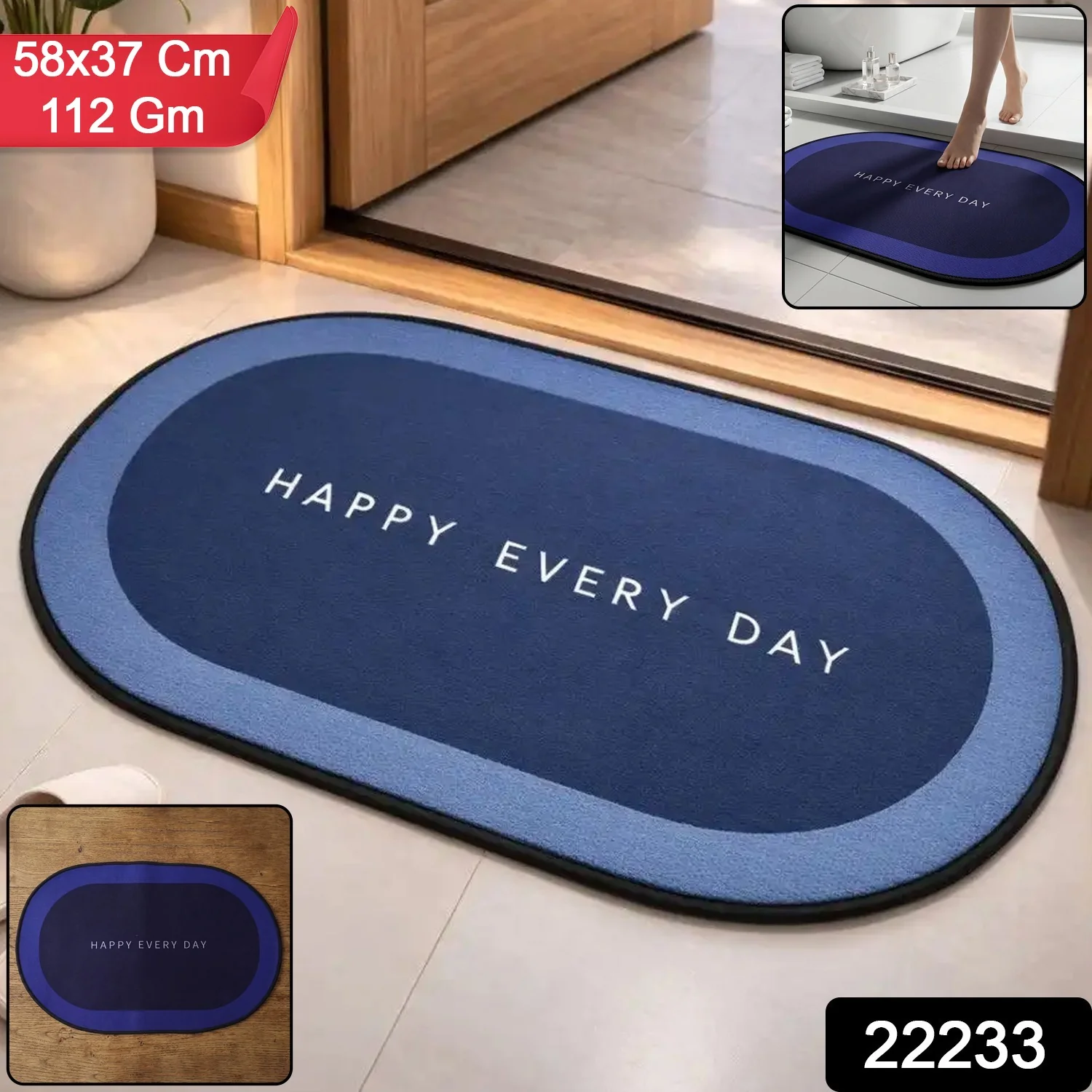 Bathroom Floor Mat – Fast Absorbing & Slip-Resistant Oval Design - Image 2