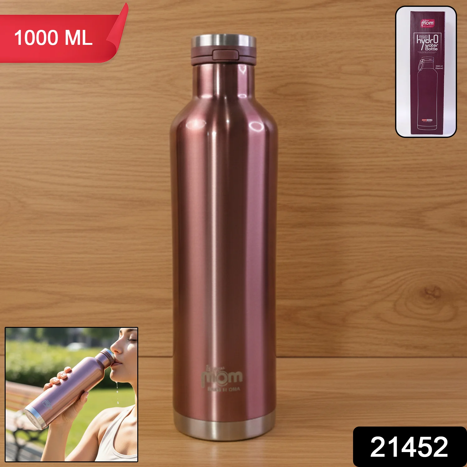 Insulated Stainless Steel Water Bottle – 1000ML Durable Hydro Flask - Image 2