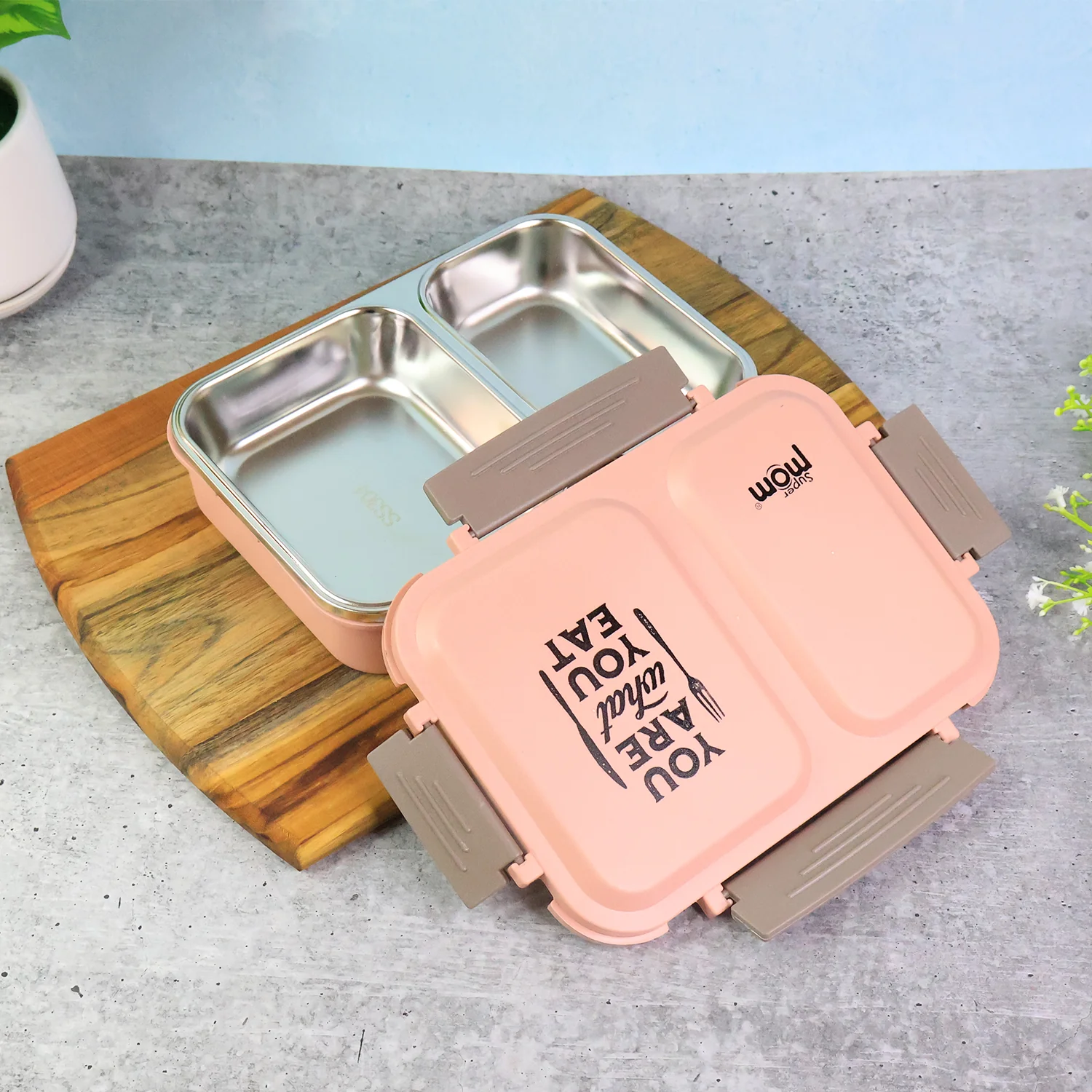 Stainless Steel Lunch Box – 2 Partition Leak-Proof Tiffin - Image 4