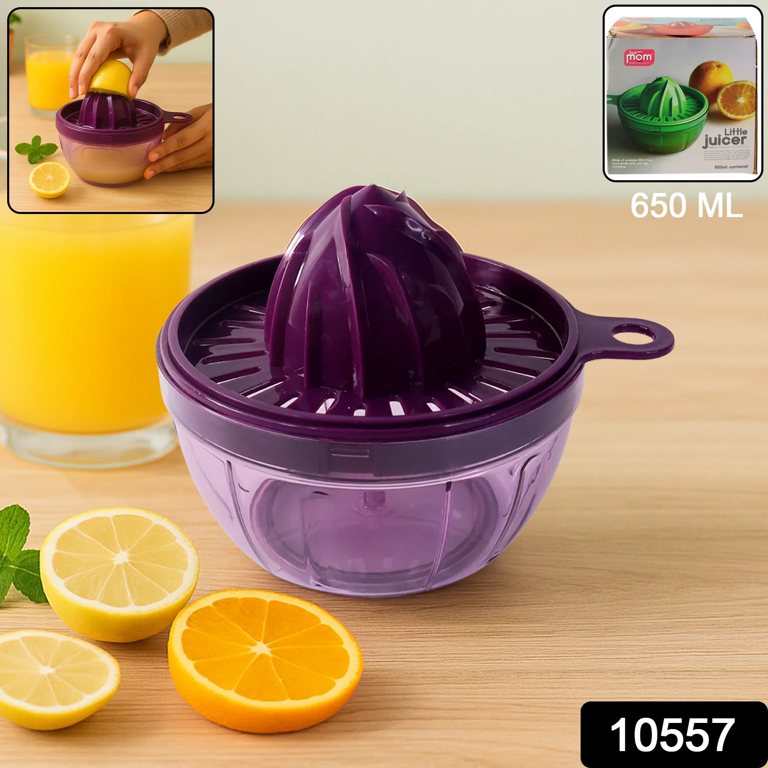 Manual Citrus Juicer 650ml – Seed Filter & Durable Plastic - Image 2