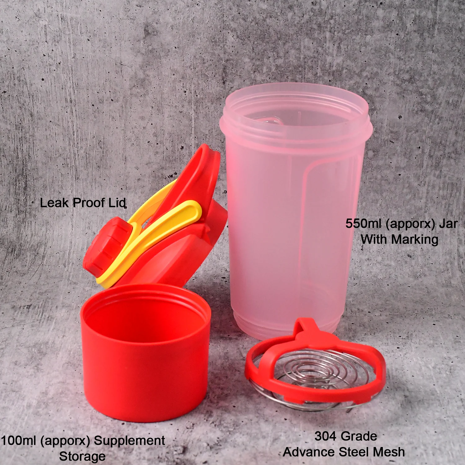 Gym Shaker Bottle 550ml – Leak-Proof with Mixing Ball - Image 3