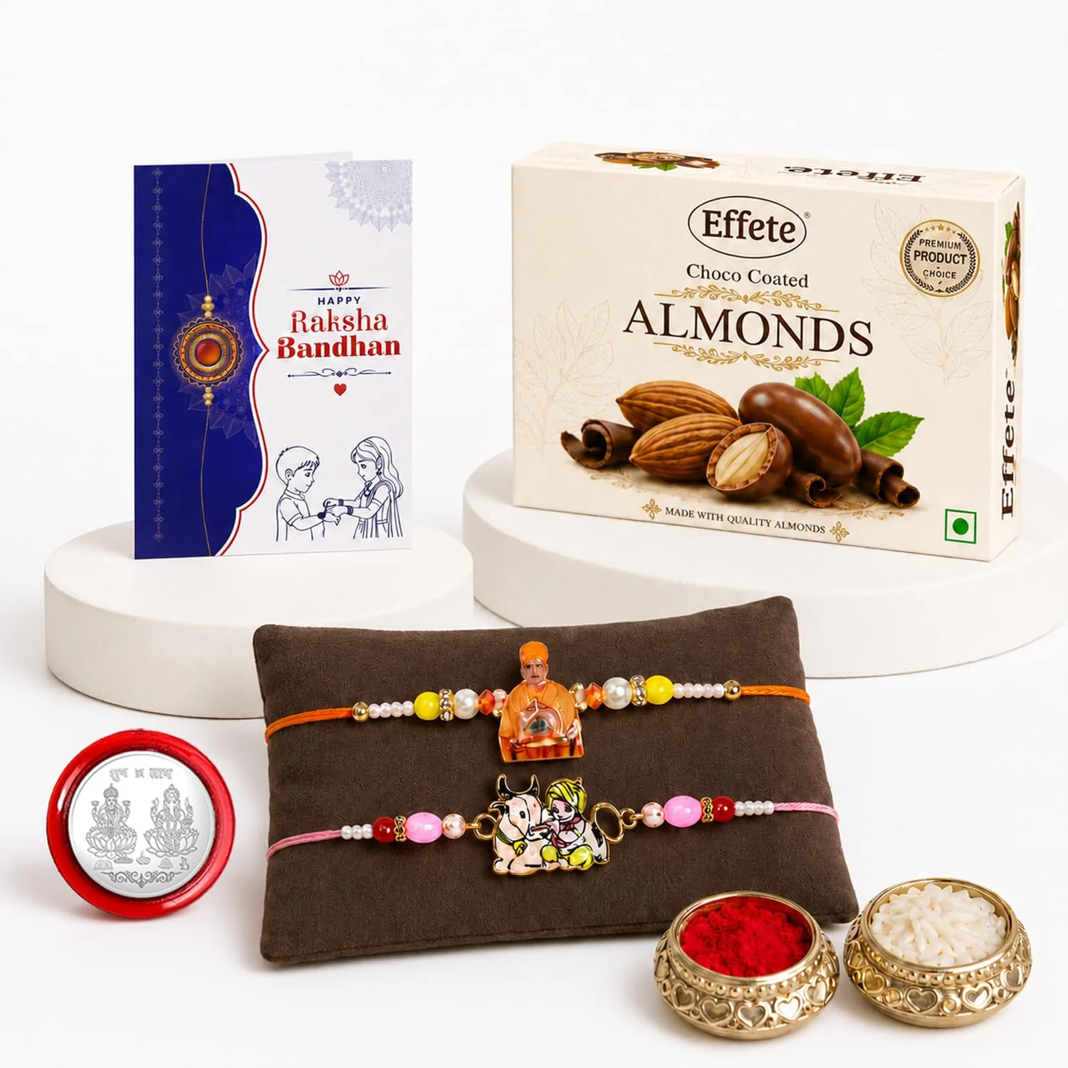Swami Maharaj Rakhi Combo - Raksha Bandhan Gift with Choco Almonds 32gm, Pack of 6 - Image 5