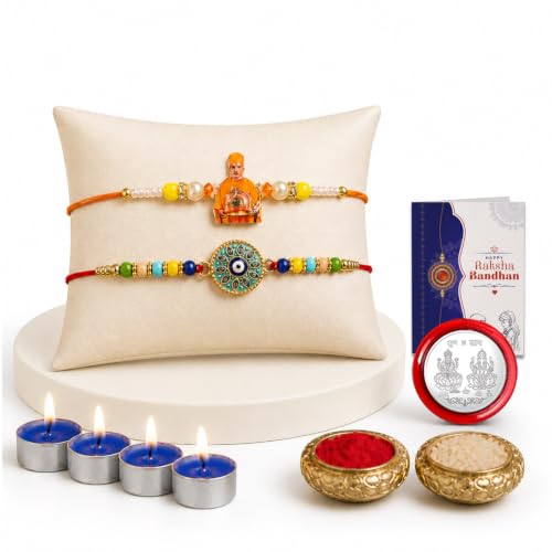 Swami Maharaj Rakhi Combo - Raksha Bandhan Gift with Tealight Candles 4pcs, Pack of 6 - Image 4