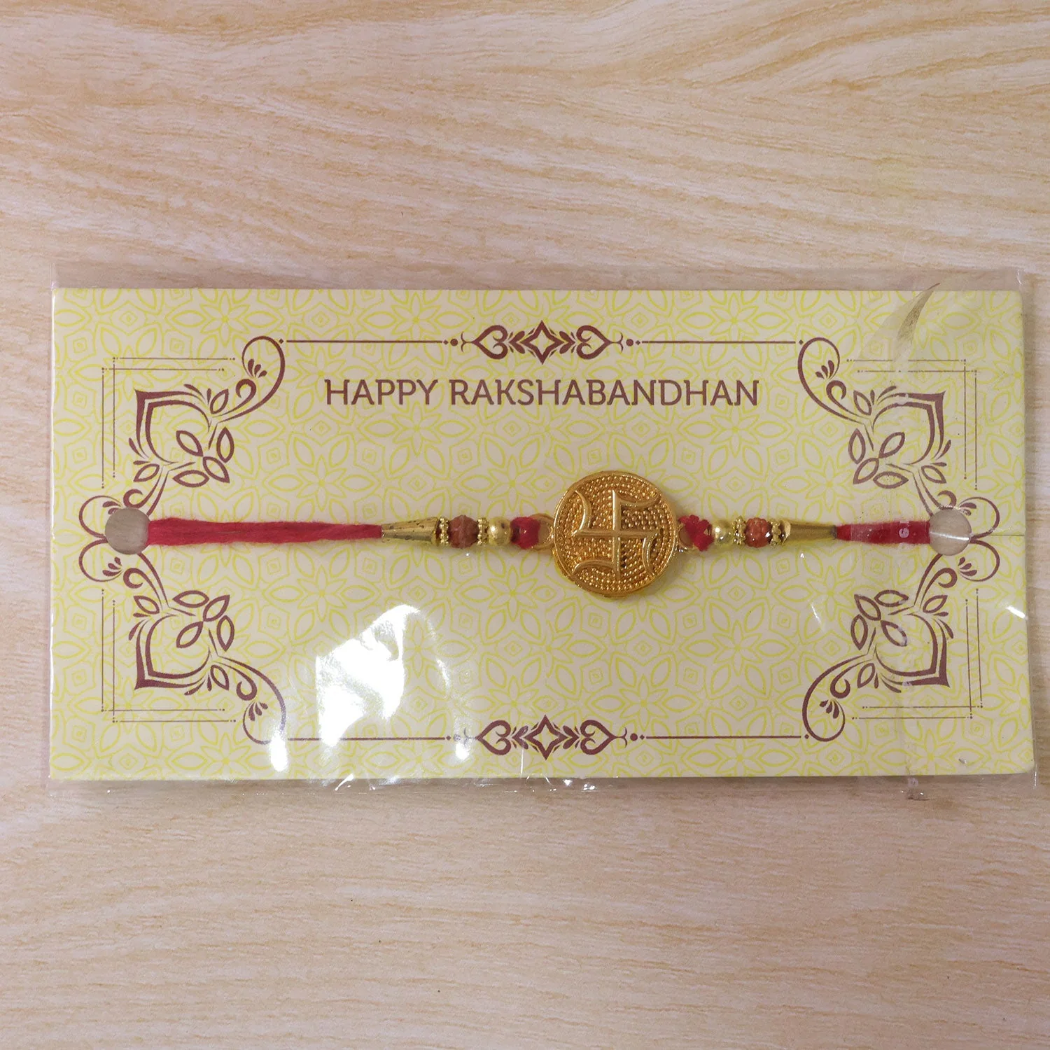 Swastik Round Beaded Designer Premium Traditional Rakhi for Brother - Image 6