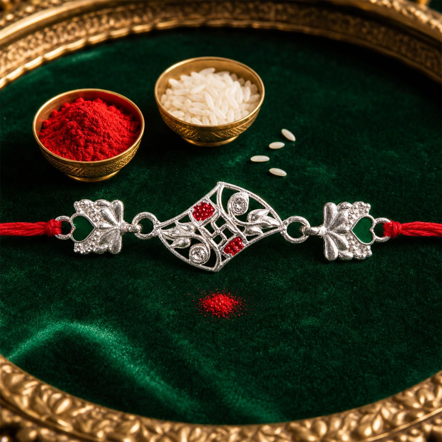 Swastik Stylish Design Stone Designer Rakhi For Brother - Image 4
