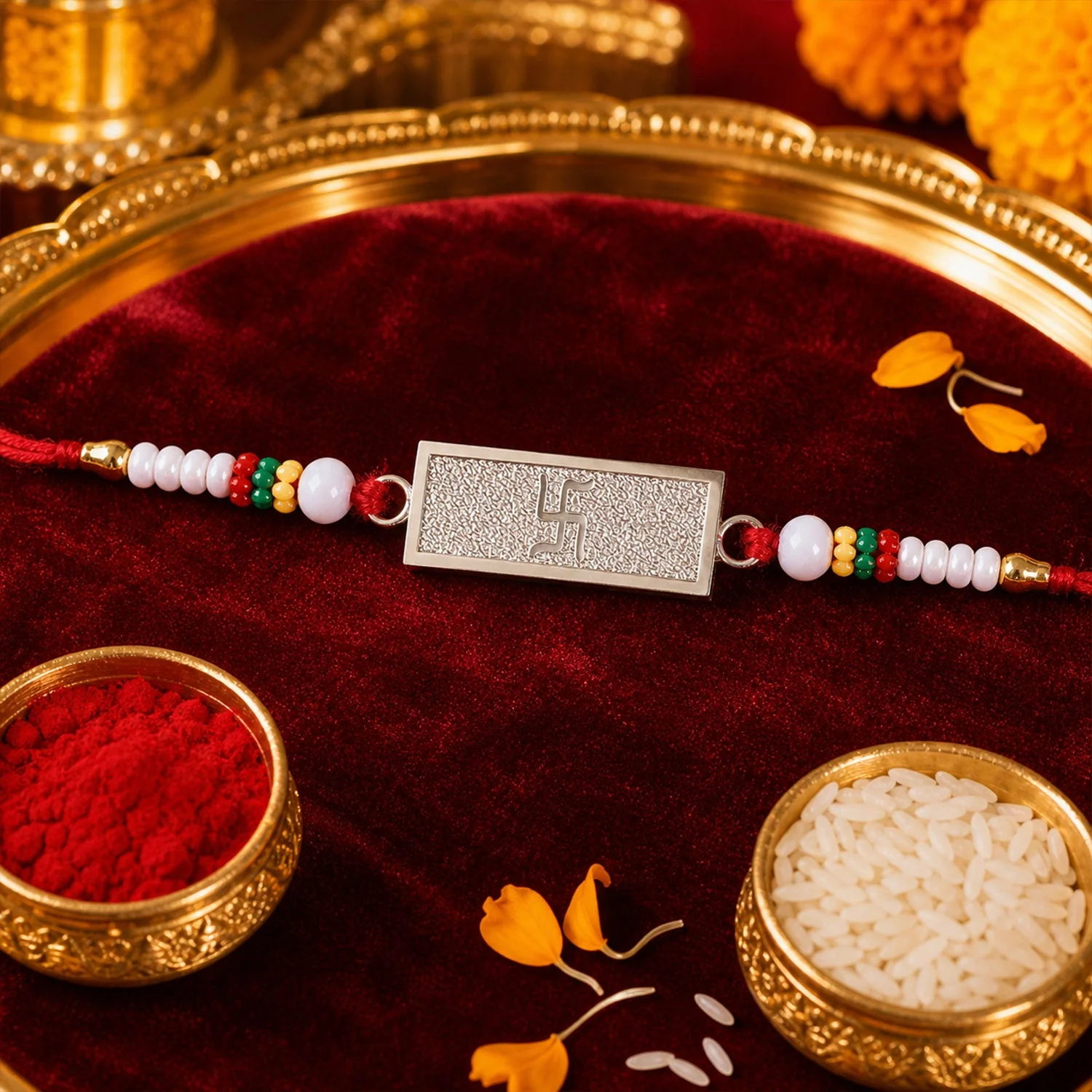 Swastik Symbol Bar Designer Premium Traditional Rakhi for Brother - Image 3