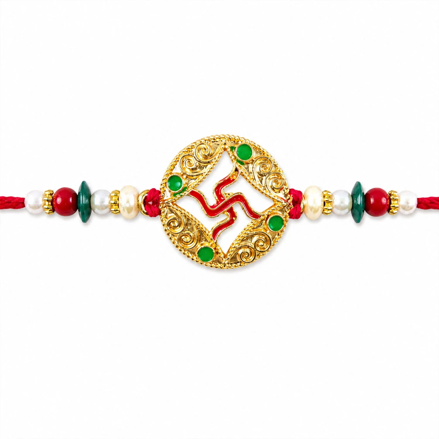 Swastik Symbol Beaded Designer Premium Traditional Rakhi for Brother - Image 5