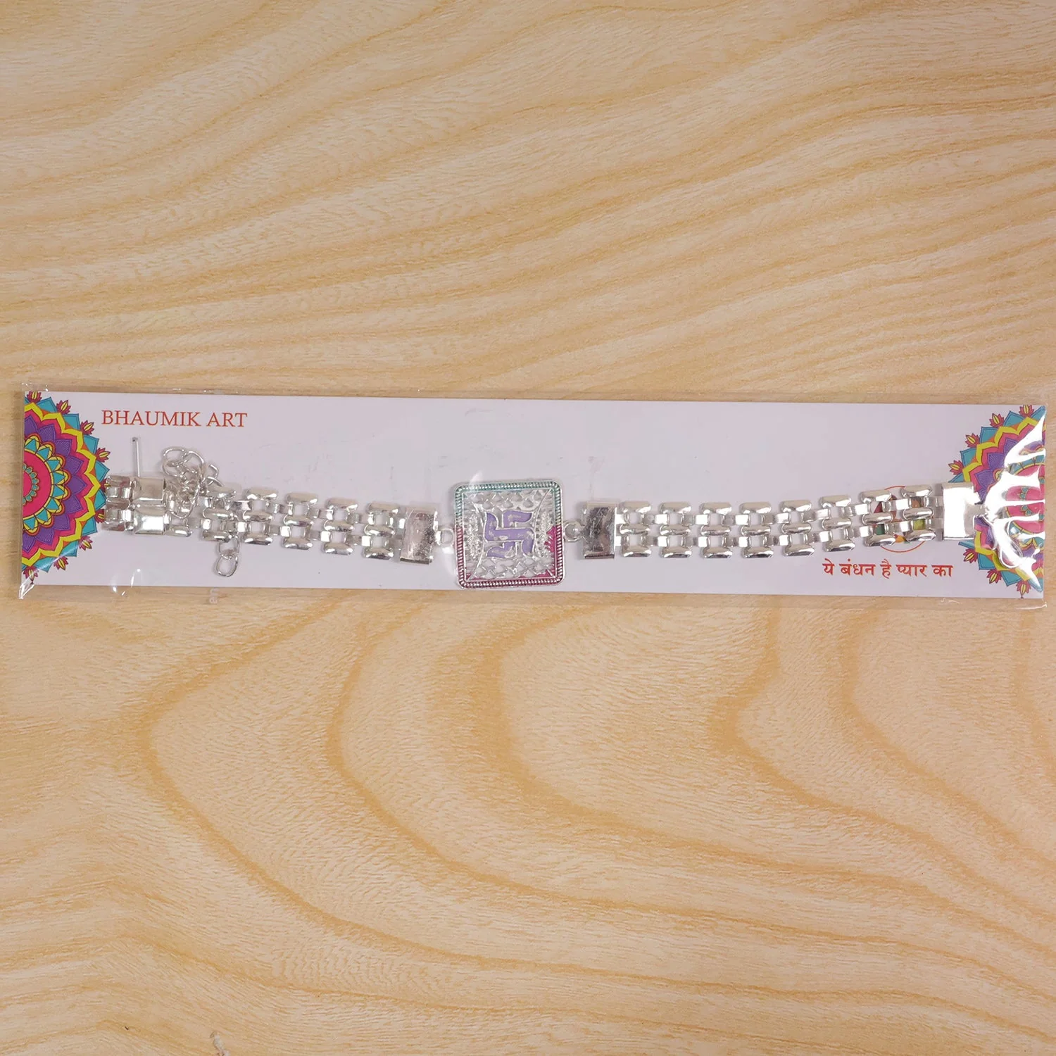 Swastik Symbol Square Chain Style Premium Designer Rakhi for Brother - Image 6