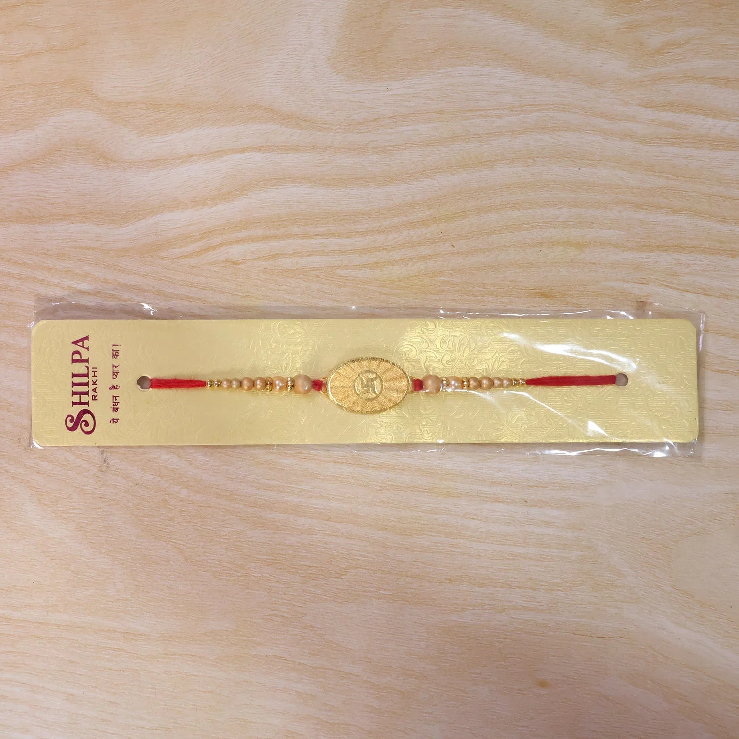 Swastik Symbol Wooden Beaded Premium Designer Rakhi for Brother - Image 6
