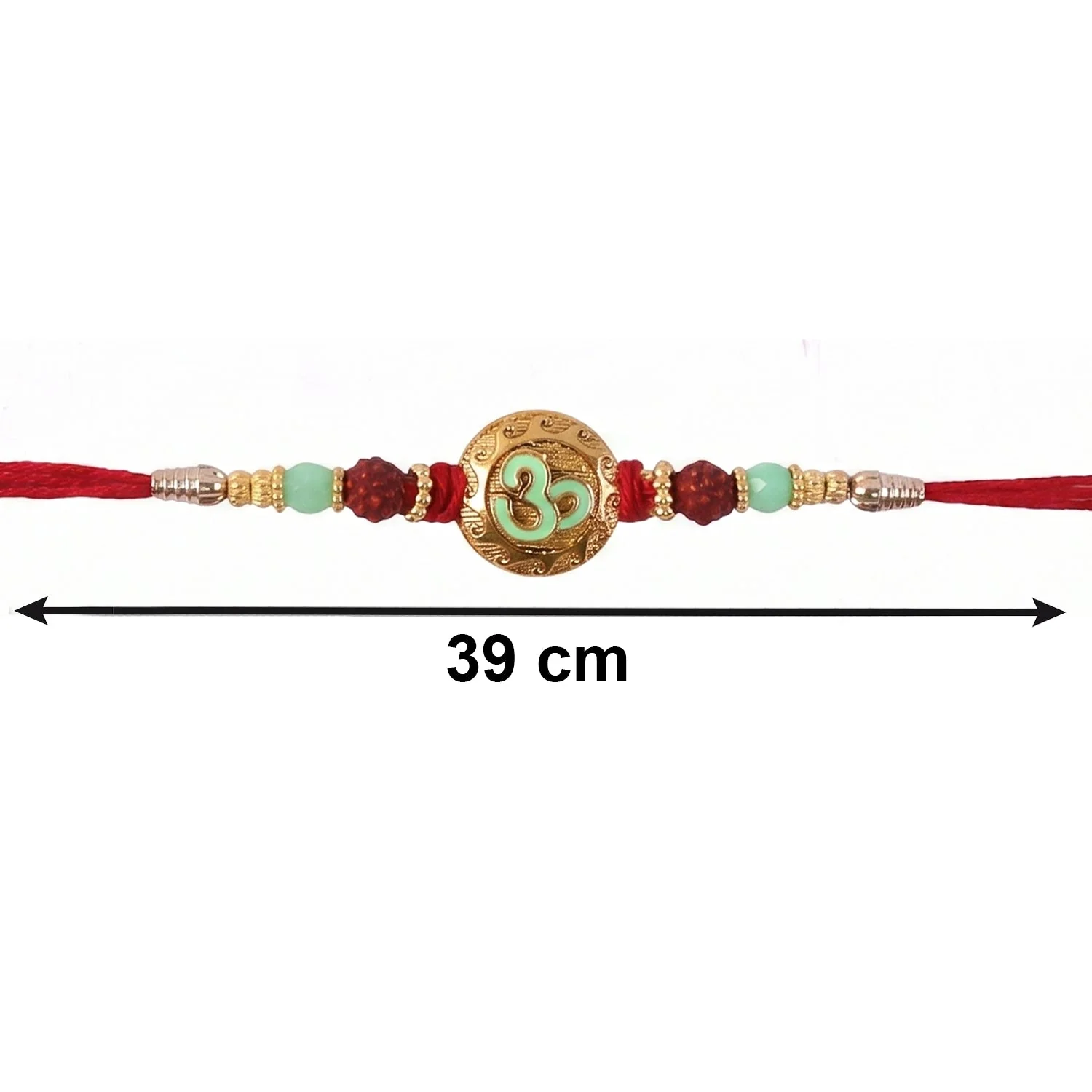 Premium Bhabhi Lumba Rakhi – Elegant Pearl Beads with Om Design for Raksha Bandhan - Image 2