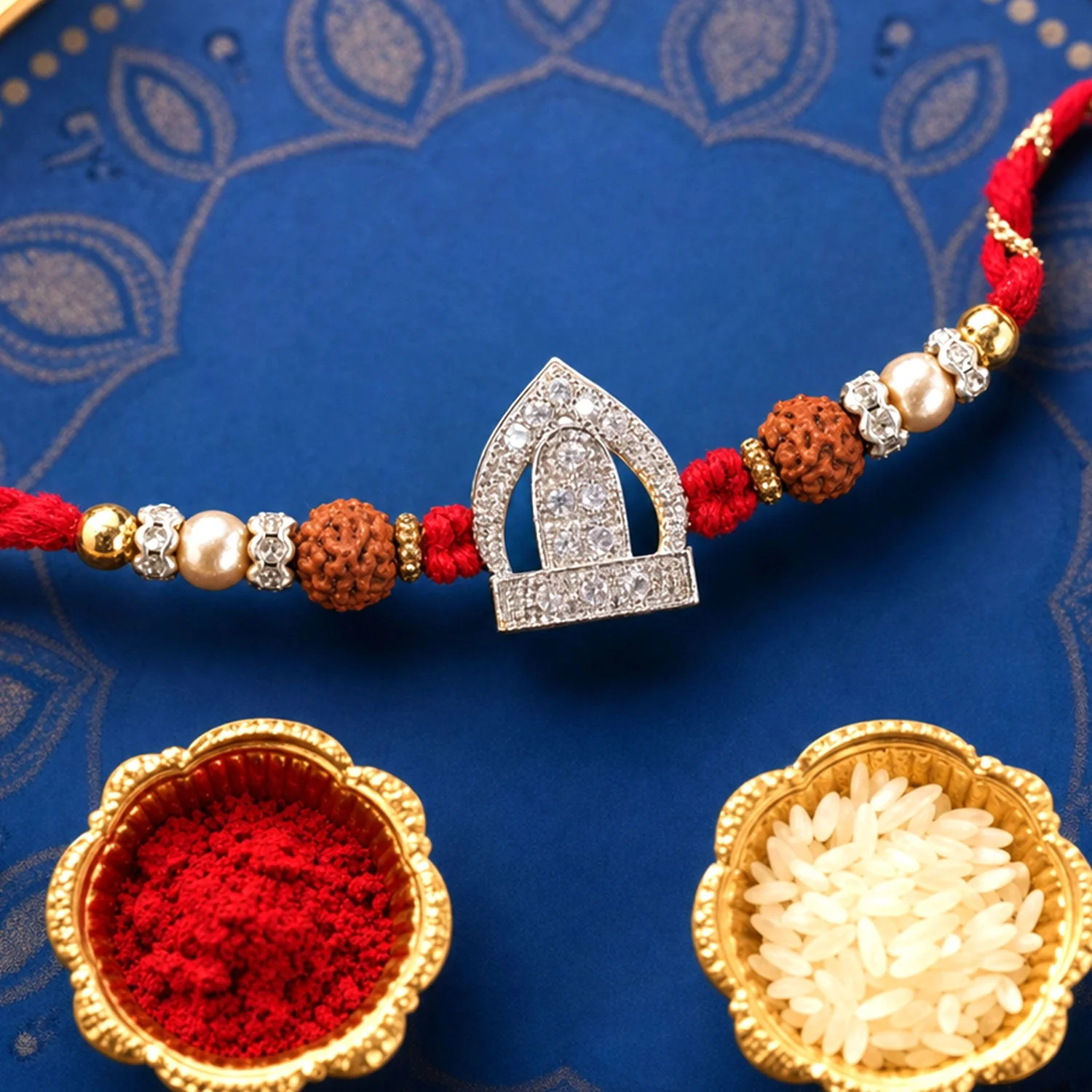 Temple Arch Beaded Designer Premium Traditional Rakhi for Brother - Image 2