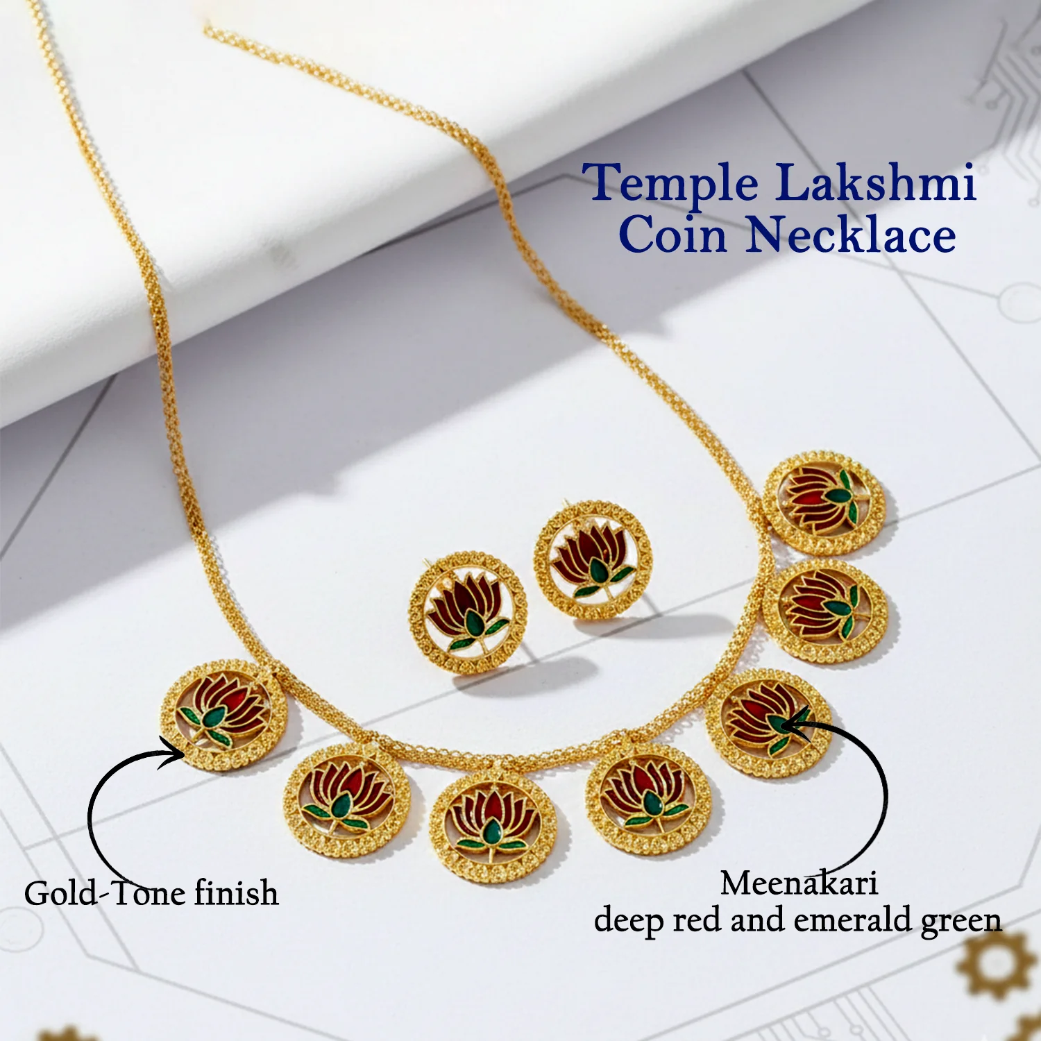Lakshmi Coin Choker Necklace with Jhumka Earrings – Temple Jewellery - Image 4