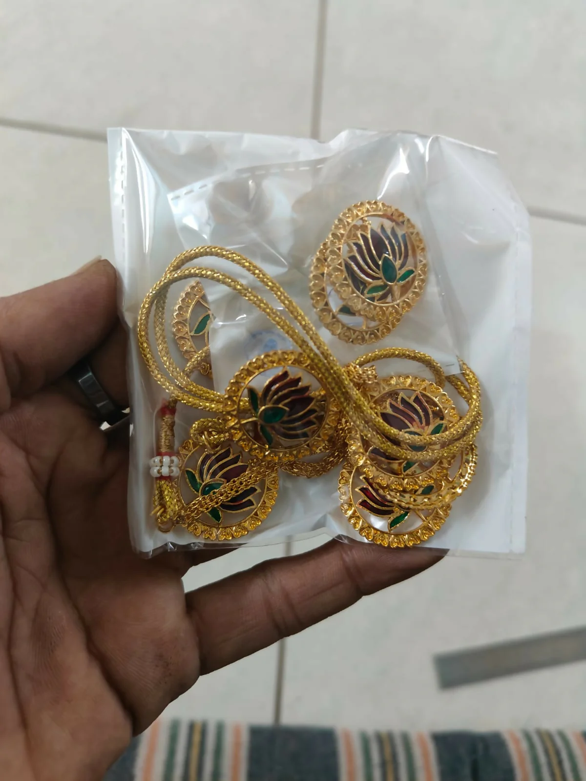 Lakshmi Coin Choker Necklace with Jhumka Earrings – Temple Jewellery - Image 6