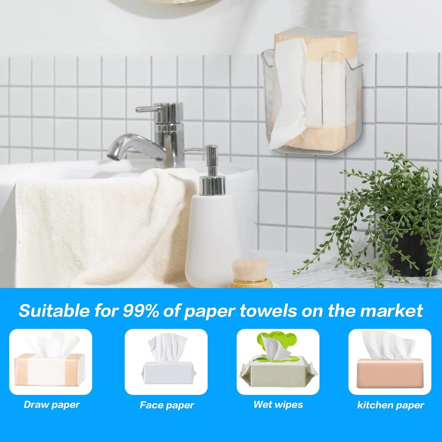 Tissue Dispenser Holder – Self-Adhesive Wall-Mounted Design - Image 9