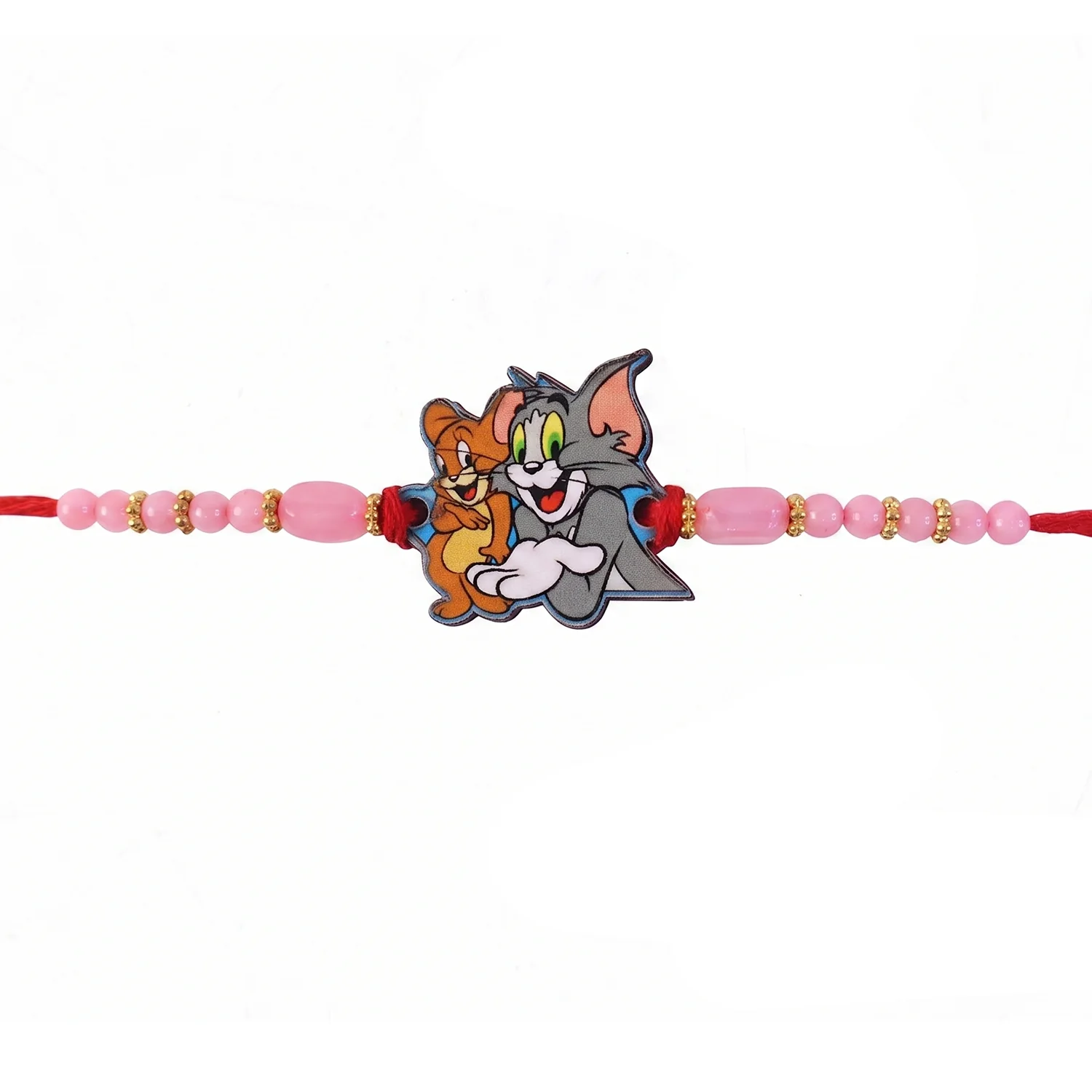 Kids Rakhi – Stylish Cartoon Design with Pink Beads & Gold - Image 5