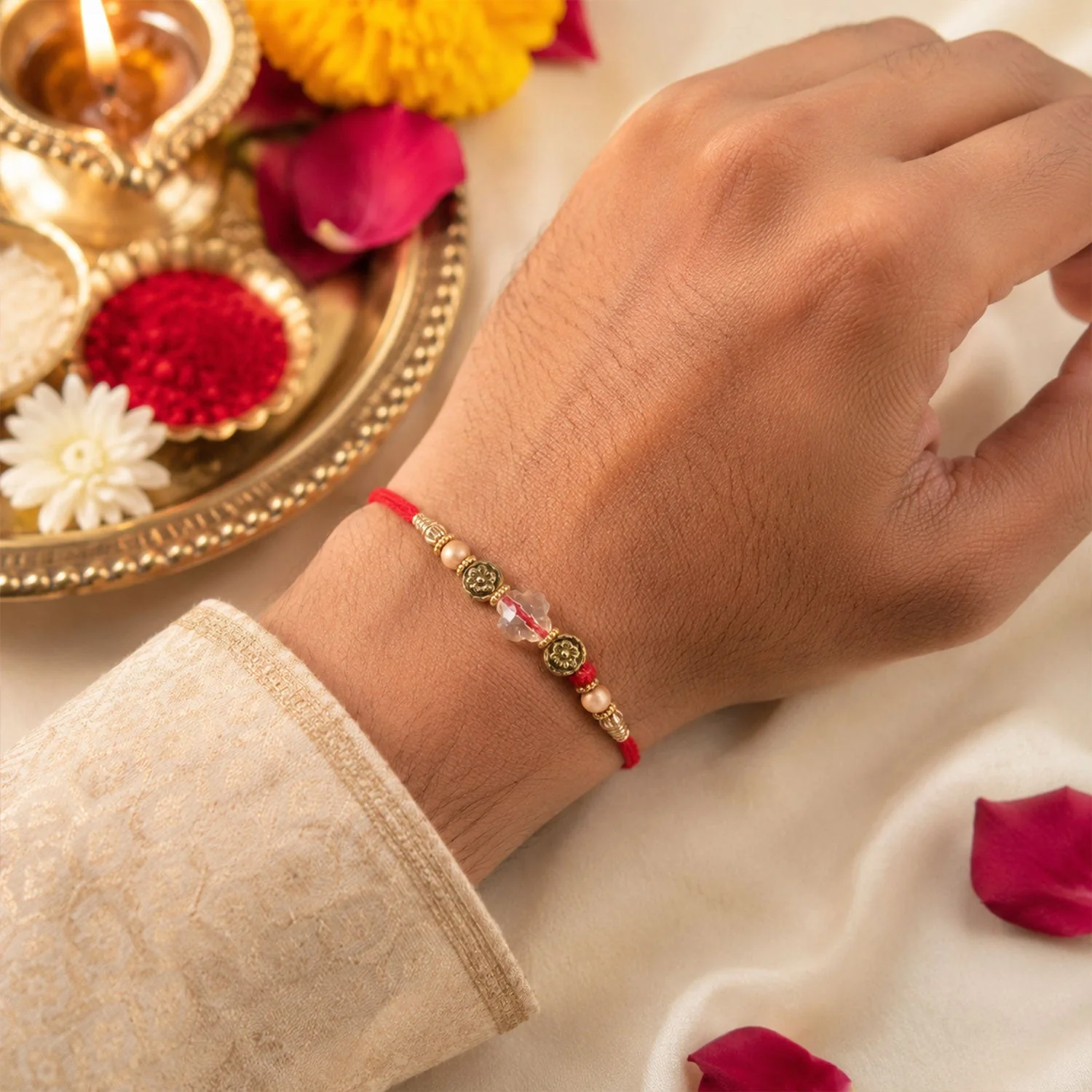 Premium Traditional Beads Bhabhi Lumba Rakhi for Raksha Bandhan – Elegant & Stylish - Image 2