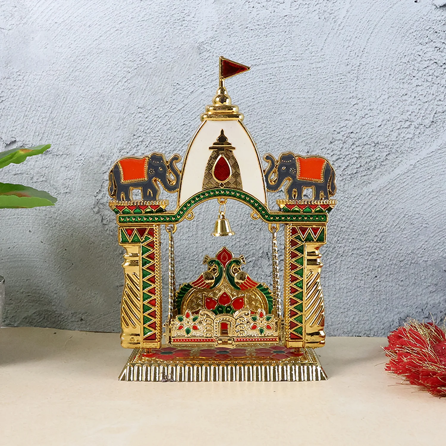 Pooja Jhula Mandir – Traditional Decorative Idol Swing with Bell - Image 4
