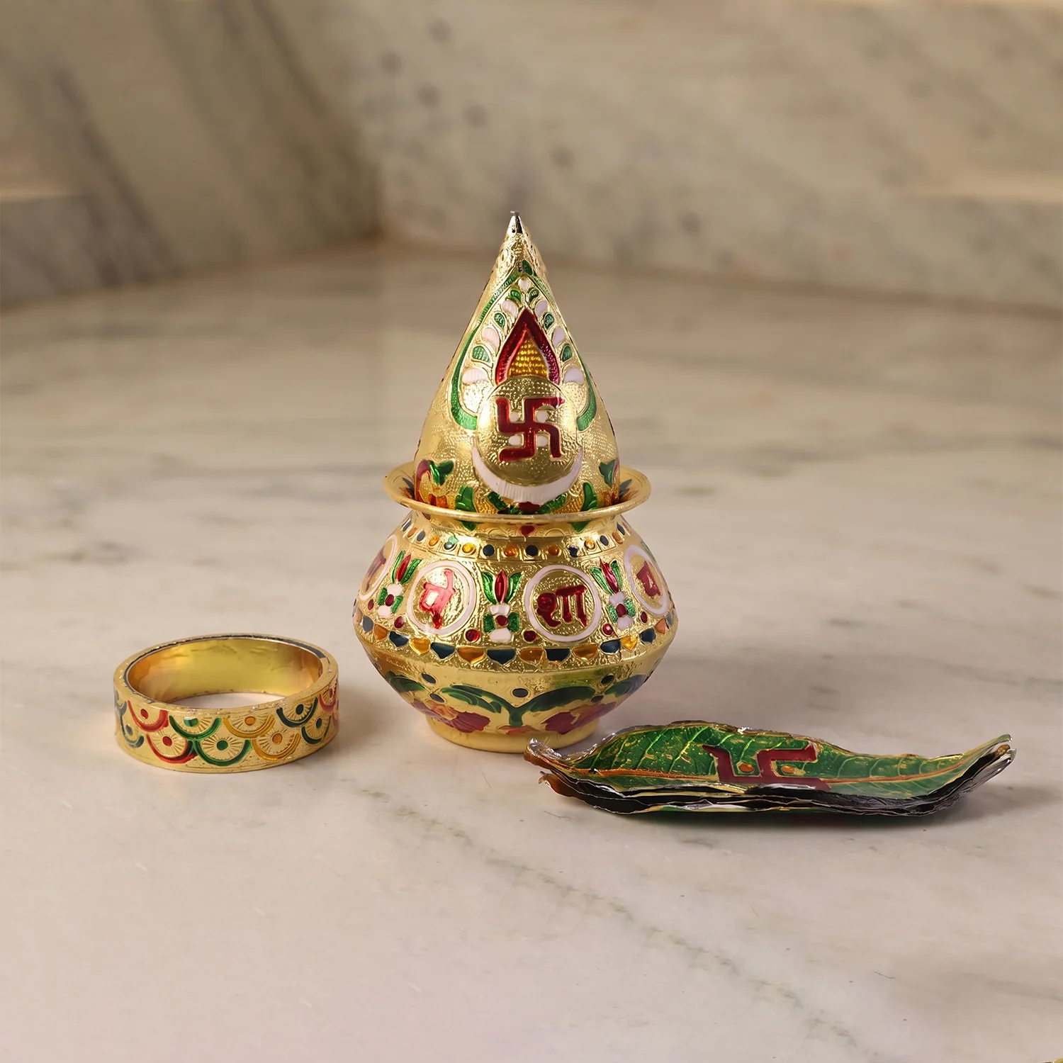 Traditional Decorative Pooja Kalash – Ornate Lotus Crown Design - Image 8