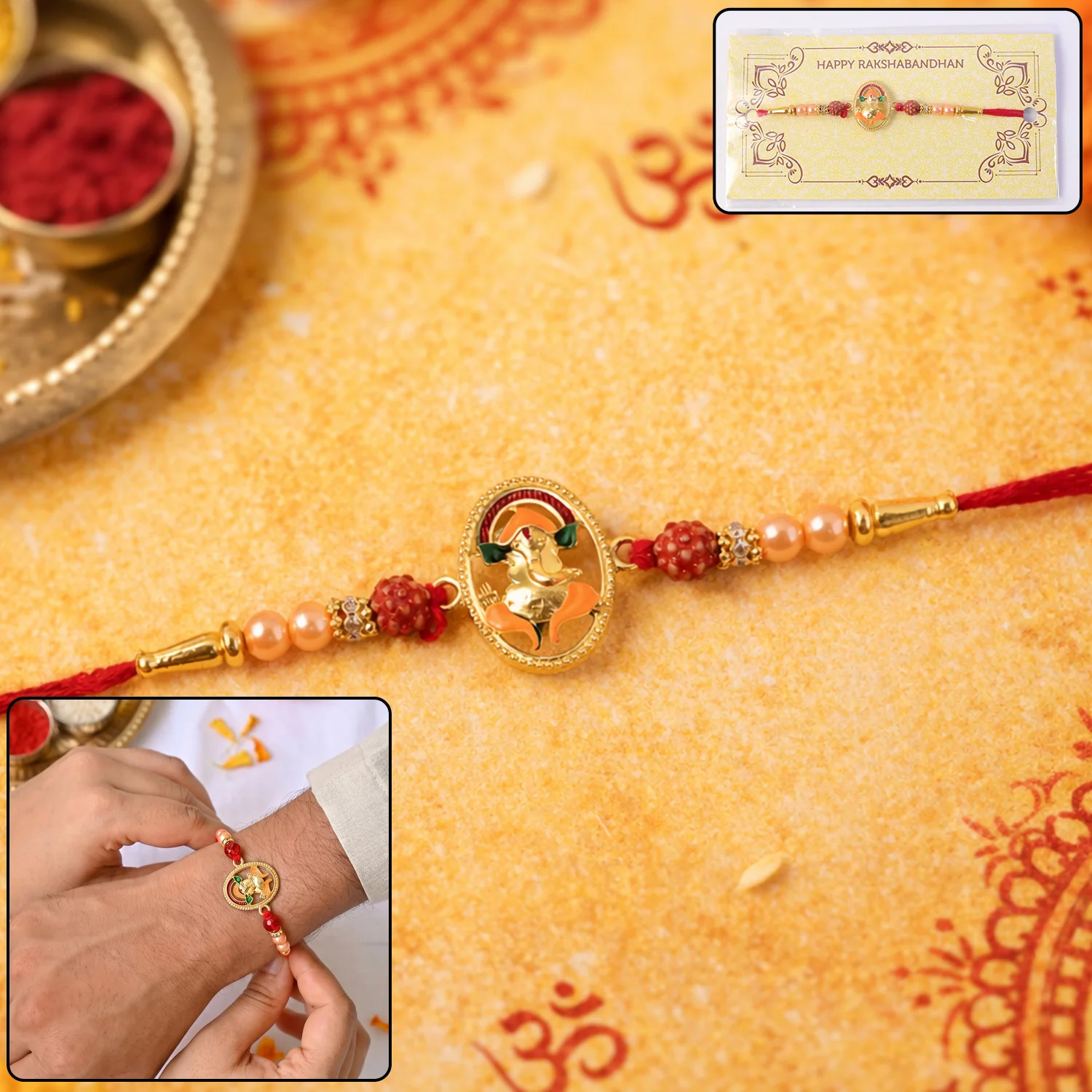 Traditional Ganesha Rakhi – Elegant spiritual festival accessory - Image 3