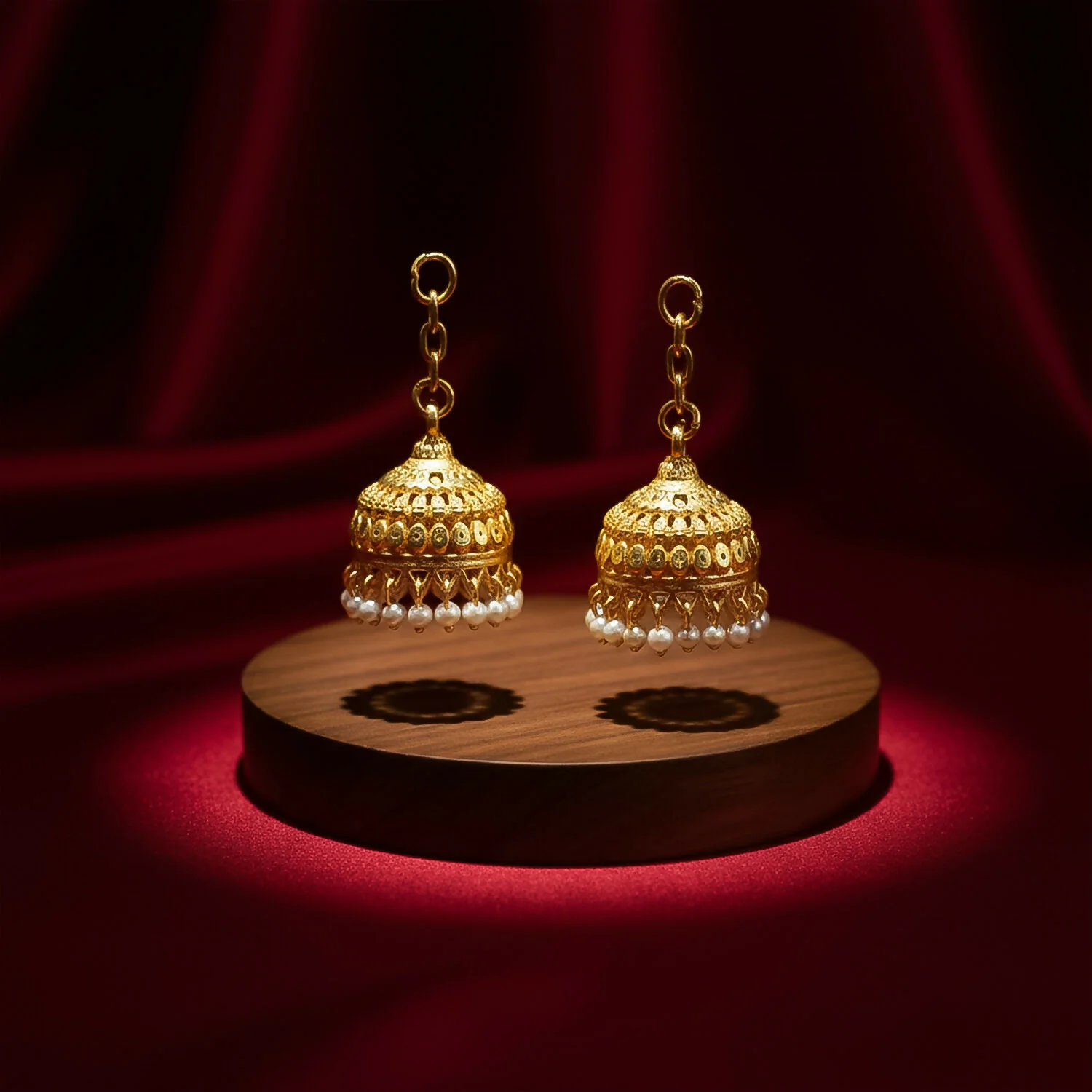 Pearl Drop Jhumka – Traditional Gold Finish with Classic Dome Design