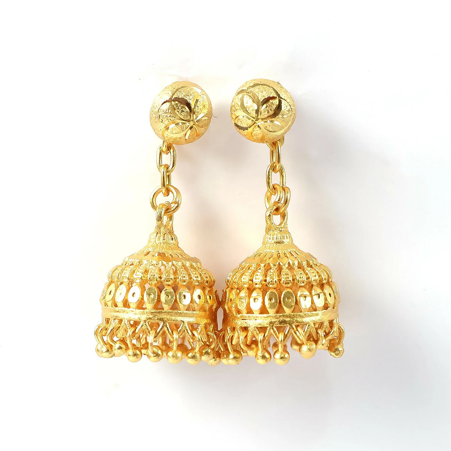 Pearl Drop Jhumka – Traditional Gold Finish with Classic Dome Design - Image 6