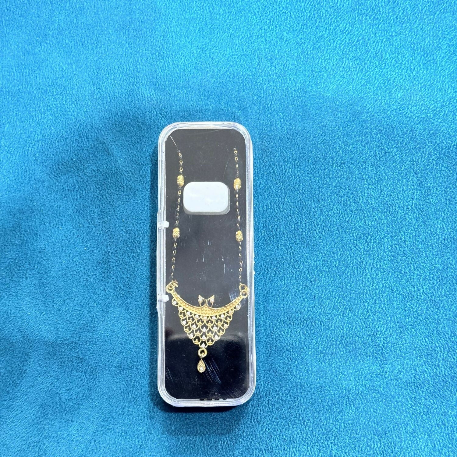 Traditional Gold Plated Jaali Work Mangalsutra with CZ Stone Pendant - Image 4